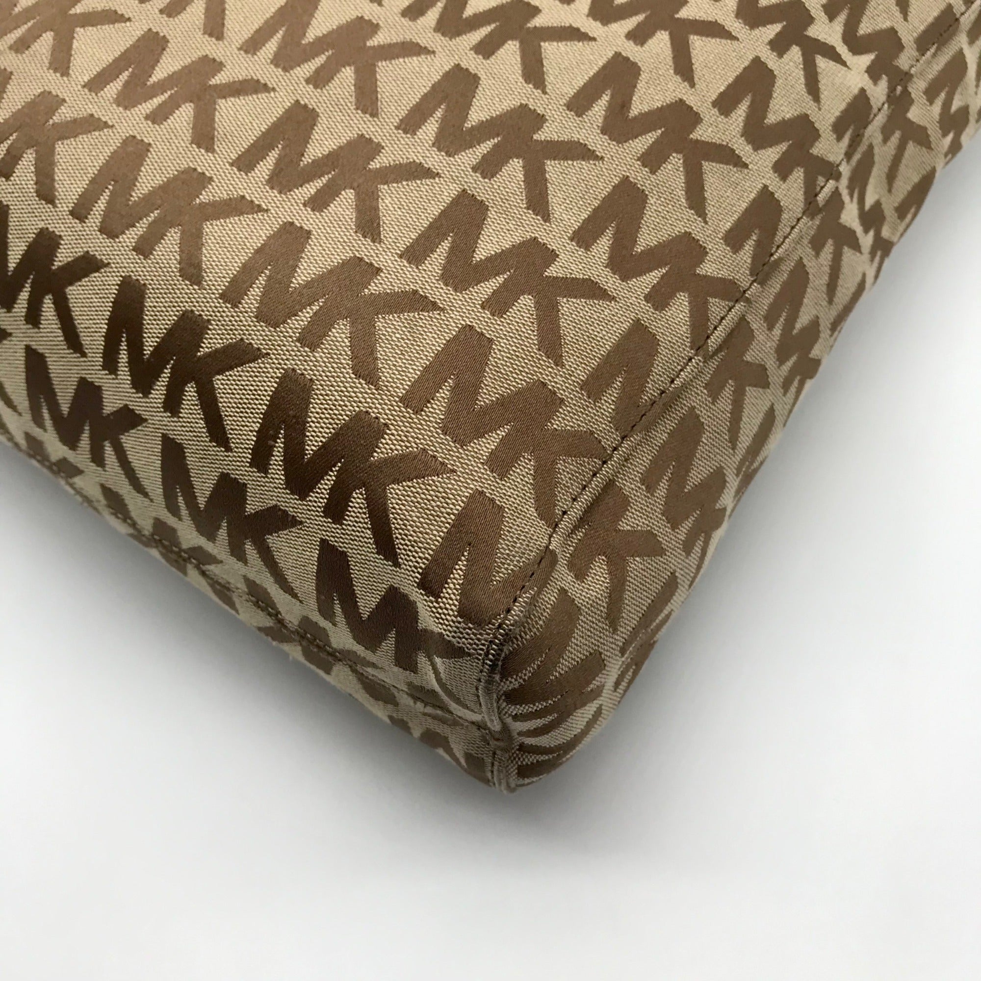 Michael Kors Tan &amp; Brown Monogram Jacquard Canvas Tote Bag