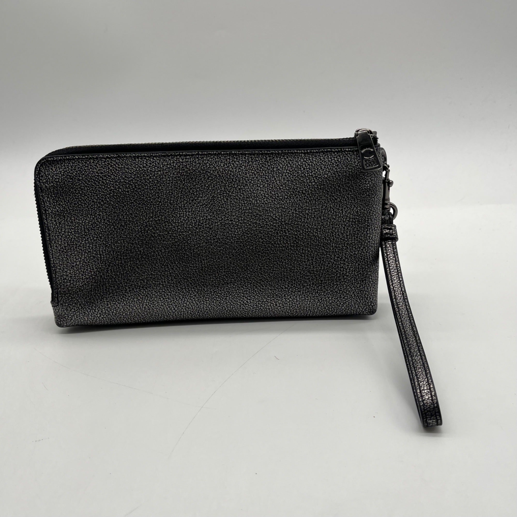 Coach Metallic Silver Leather Wristlet