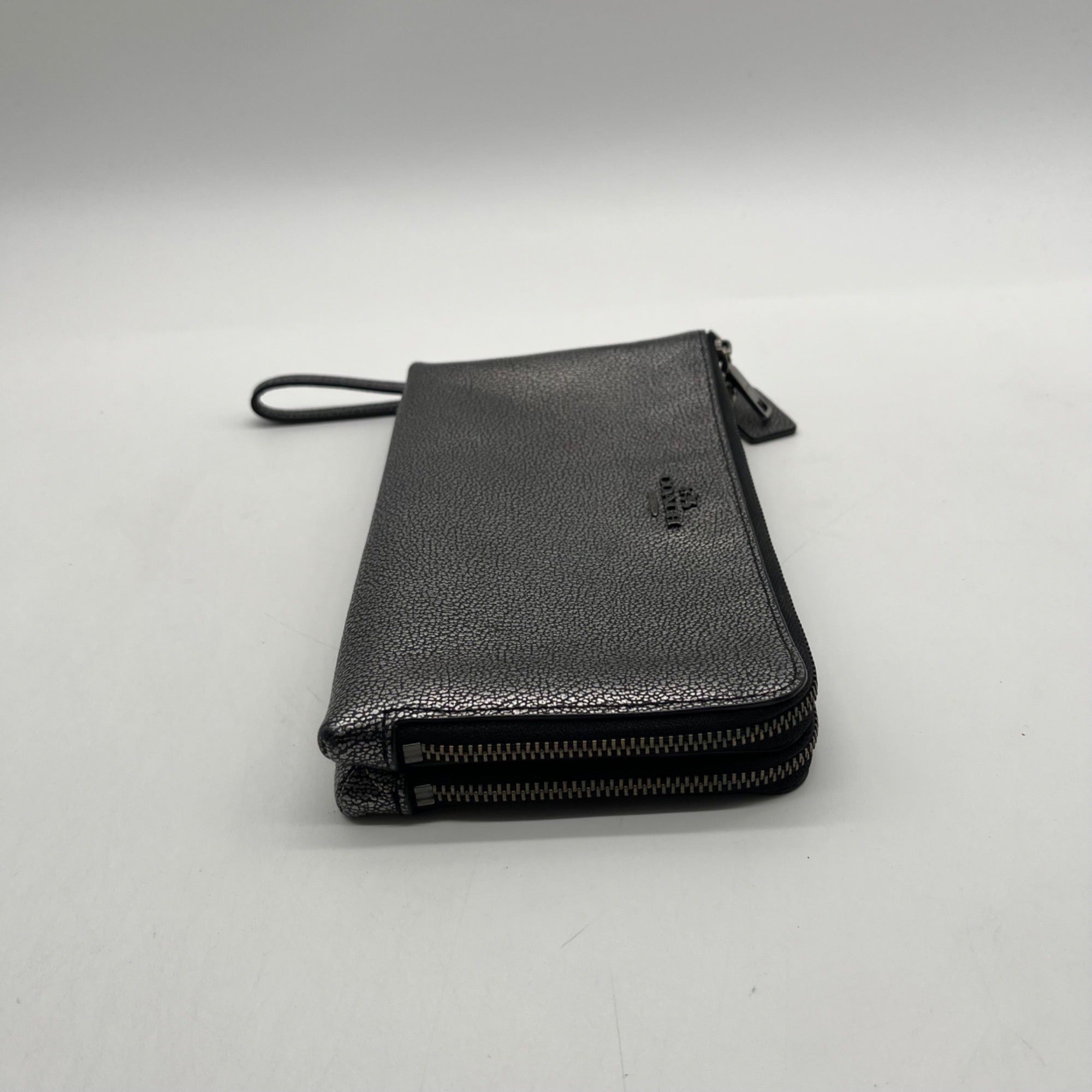 Coach Metallic Silver Leather Wristlet