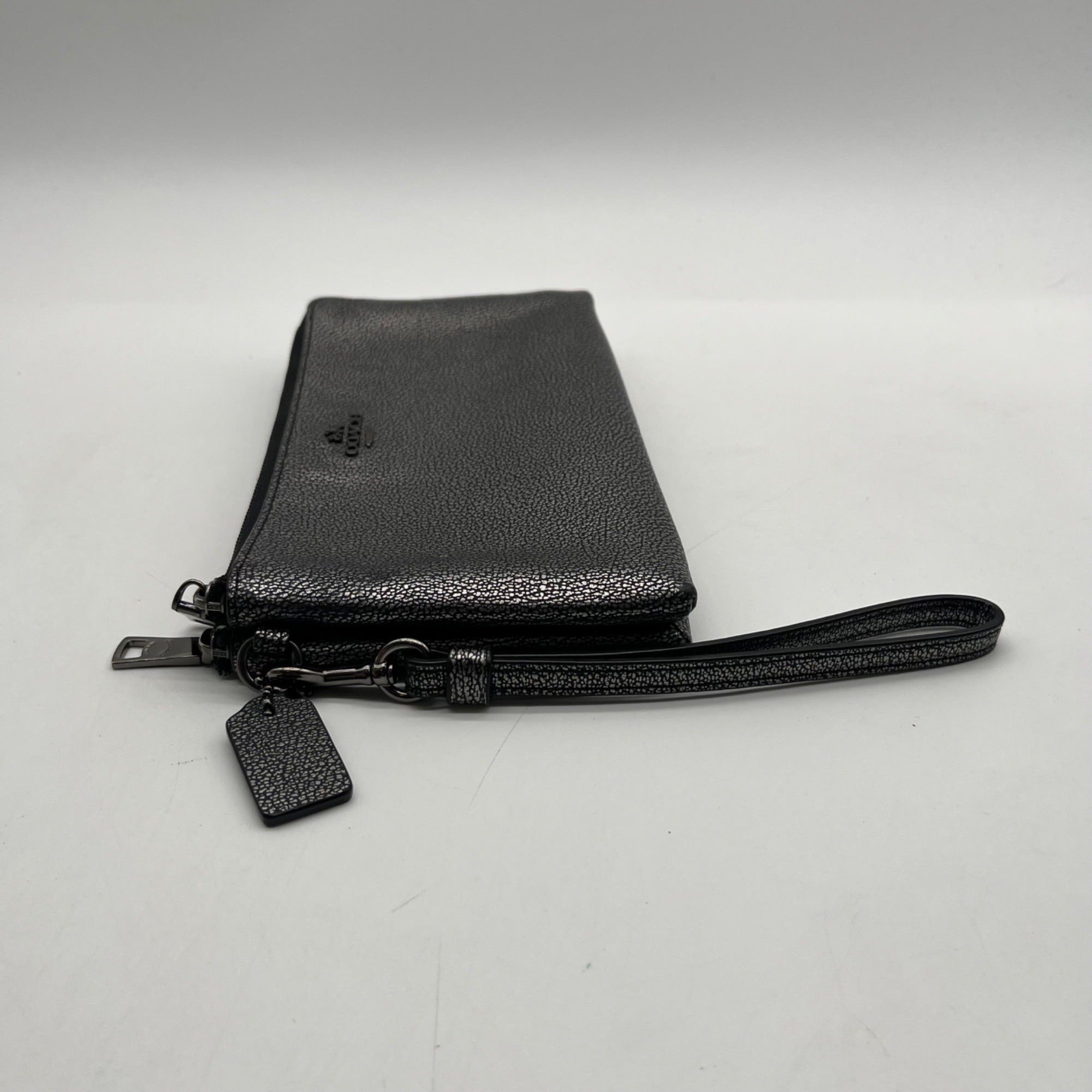 Coach Metallic Silver Leather Wristlet