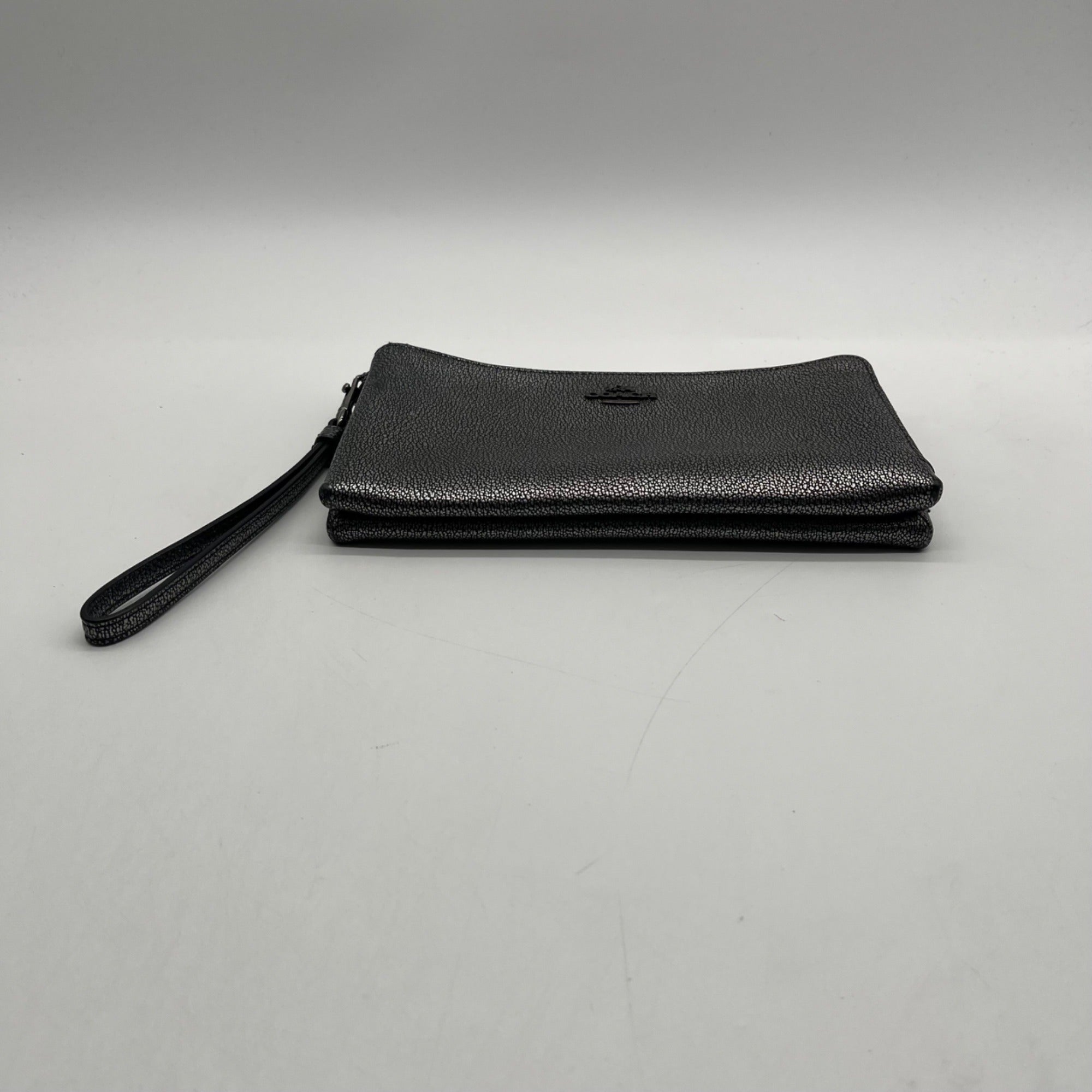Coach Metallic Silver Leather Wristlet