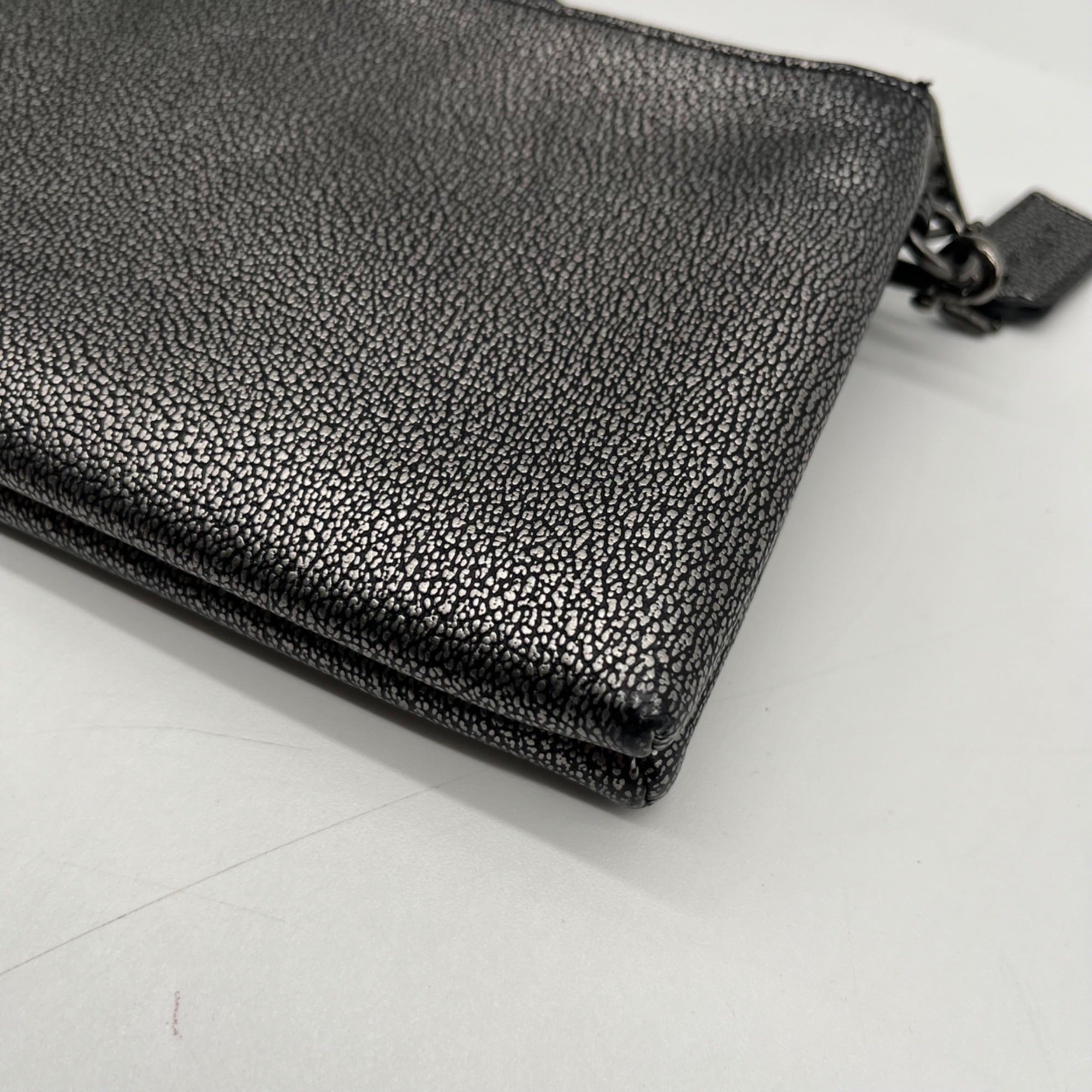 Coach Metallic Silver Leather Wristlet