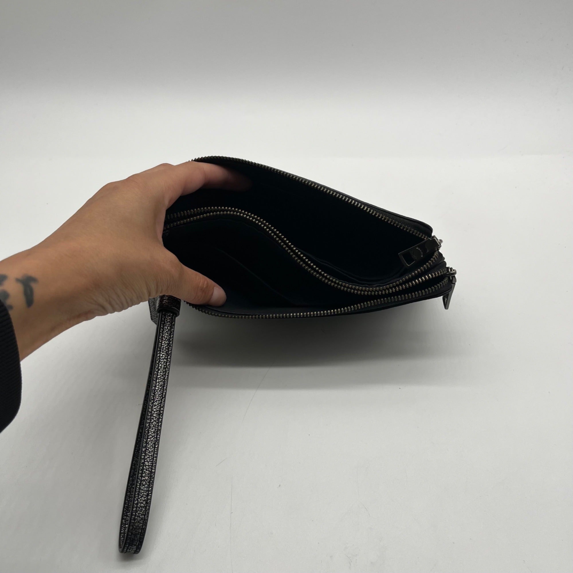 Coach Metallic Silver Leather Wristlet