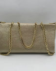Aqua Gold Metallic Chain Convertible Clutch