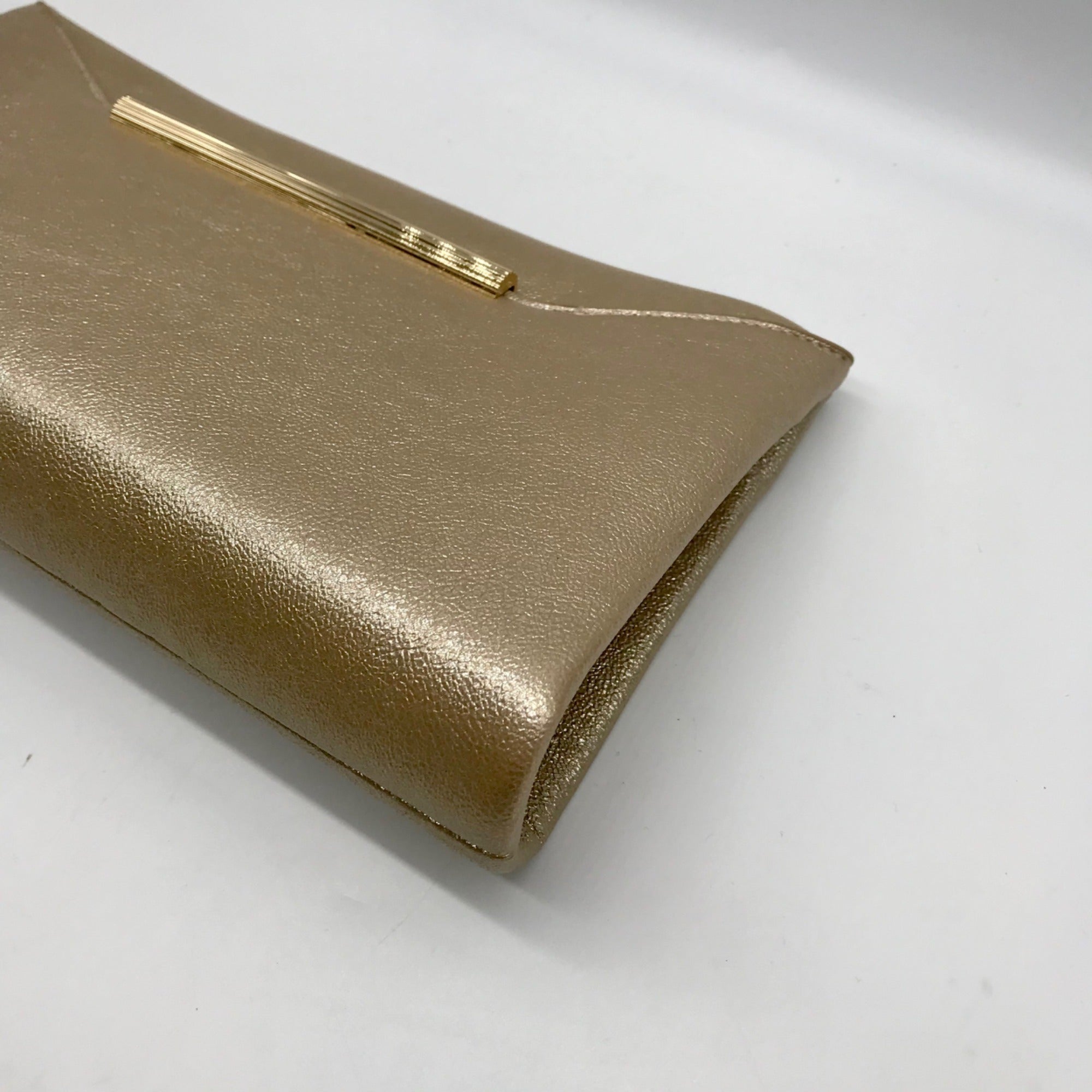 Aqua Gold Metallic Chain Convertible Clutch