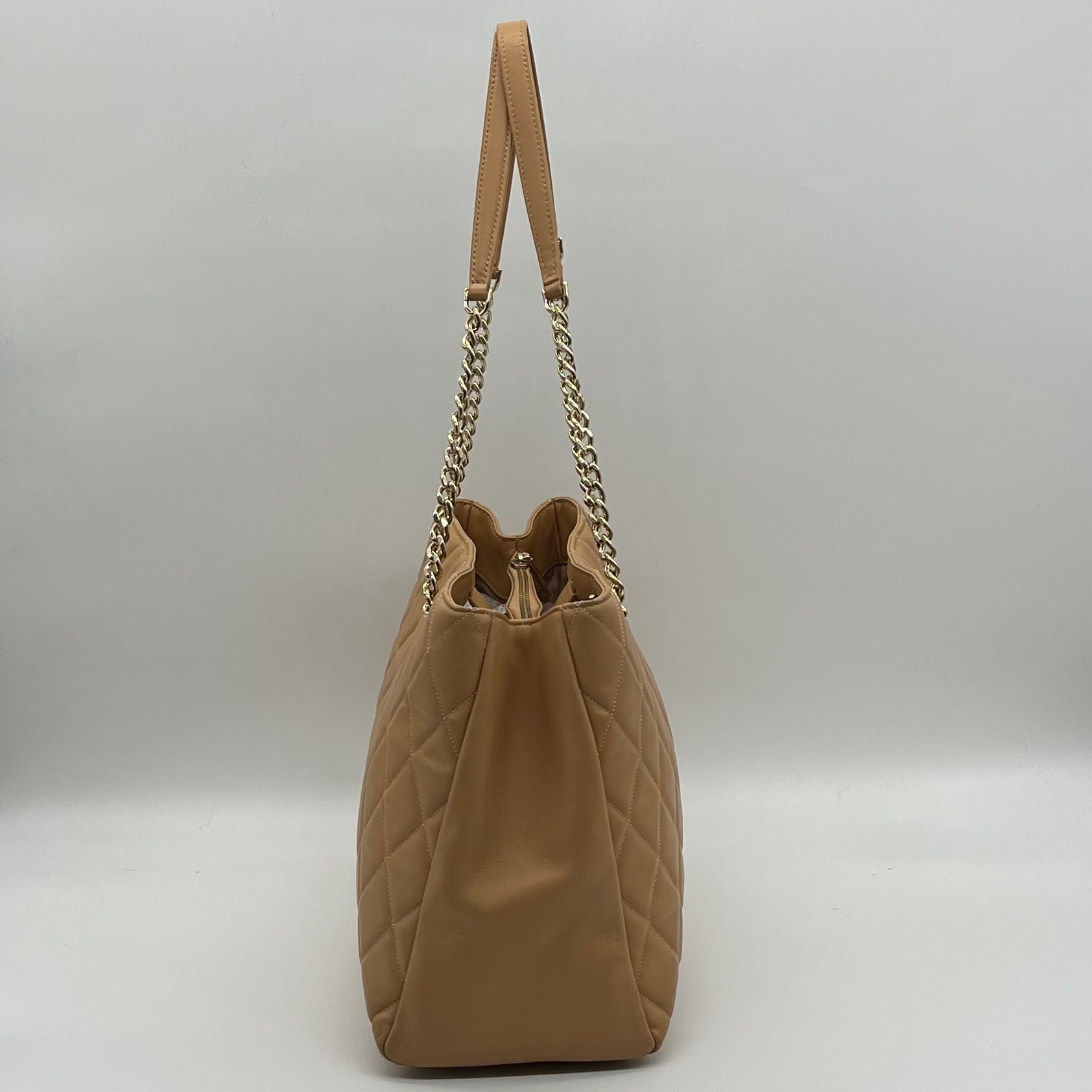 Kate Spade Tan Leather Quilted Tote Bag With Matching Wallet
