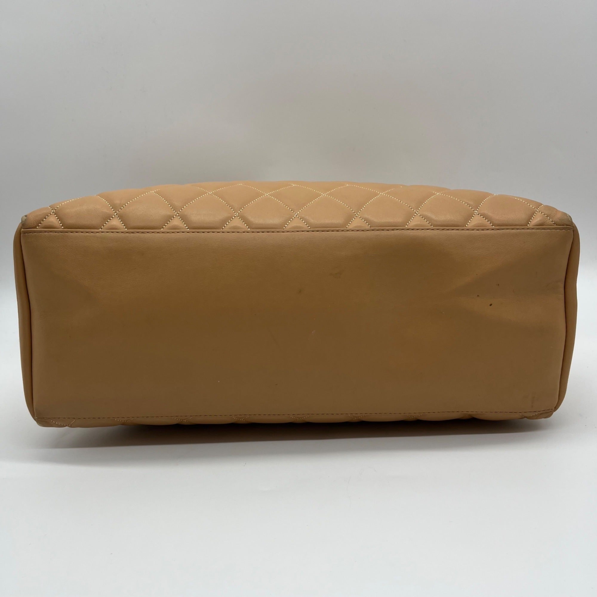 Kate Spade Tan Leather Quilted Tote Bag With Matching Wallet