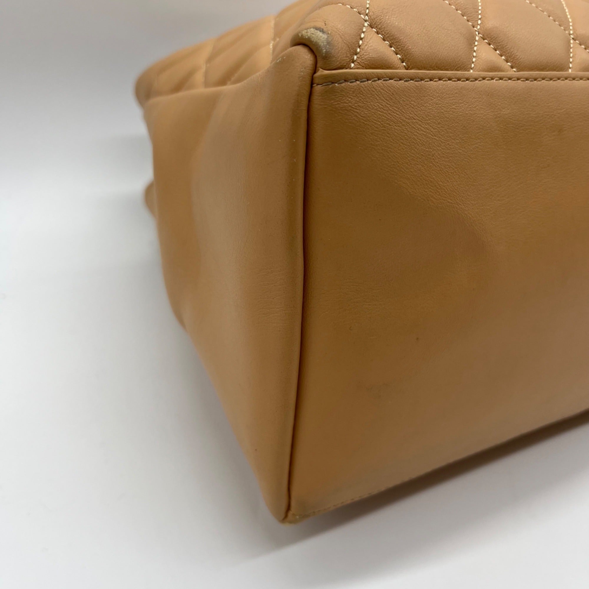 Kate Spade Tan Leather Quilted Tote Bag With Matching Wallet