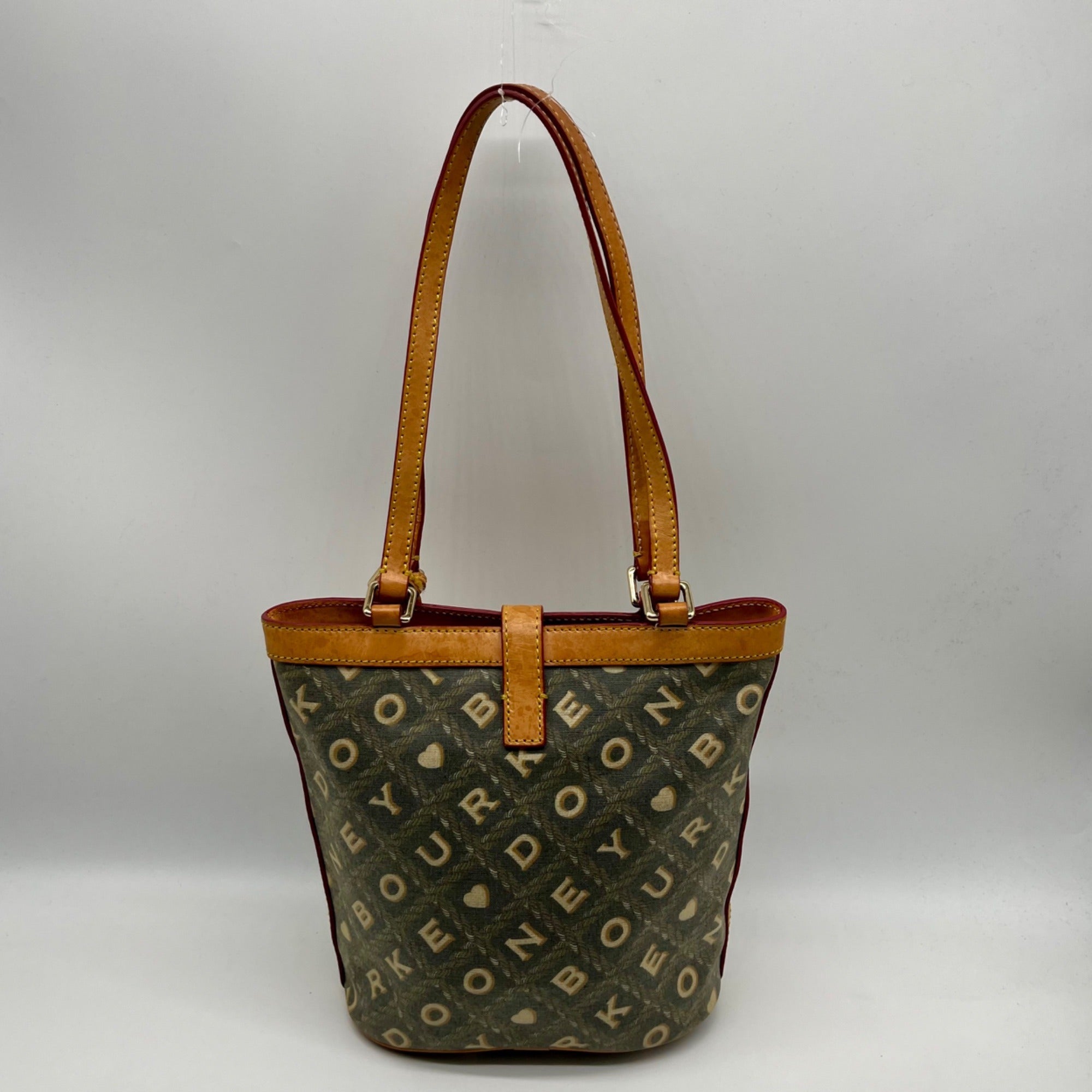 Dooney &amp; Bourke Gray Coated Canvas Monogram Print Crossword Tote Bag