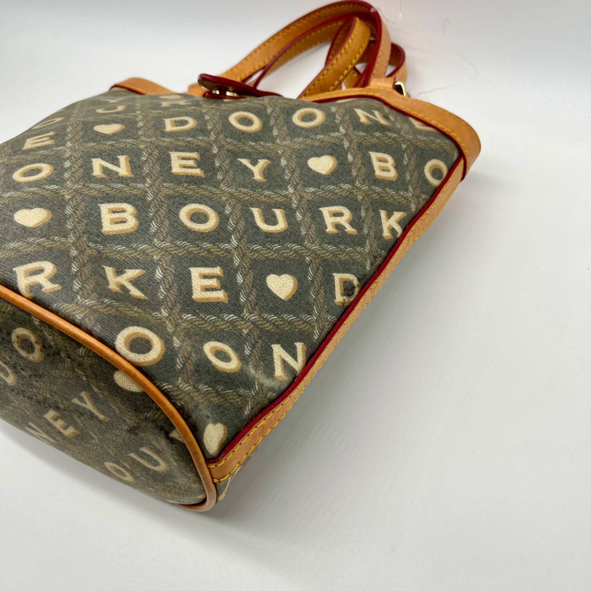 Dooney &amp; Bourke Gray Coated Canvas Monogram Print Crossword Tote Bag