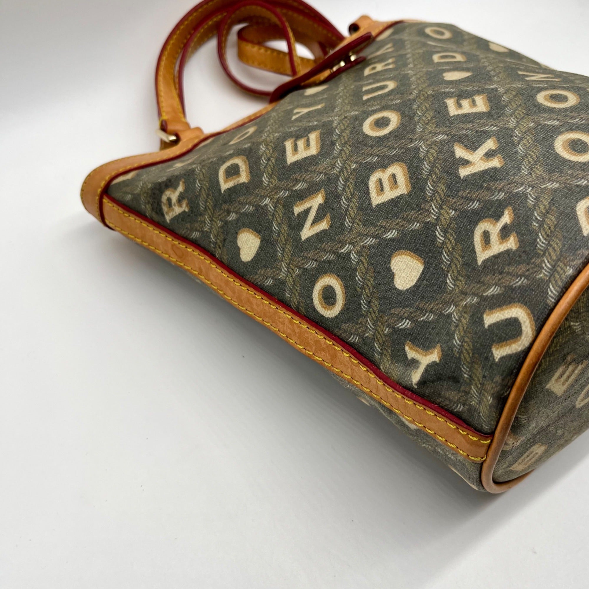 Dooney &amp; Bourke Gray Coated Canvas Monogram Print Crossword Tote Bag