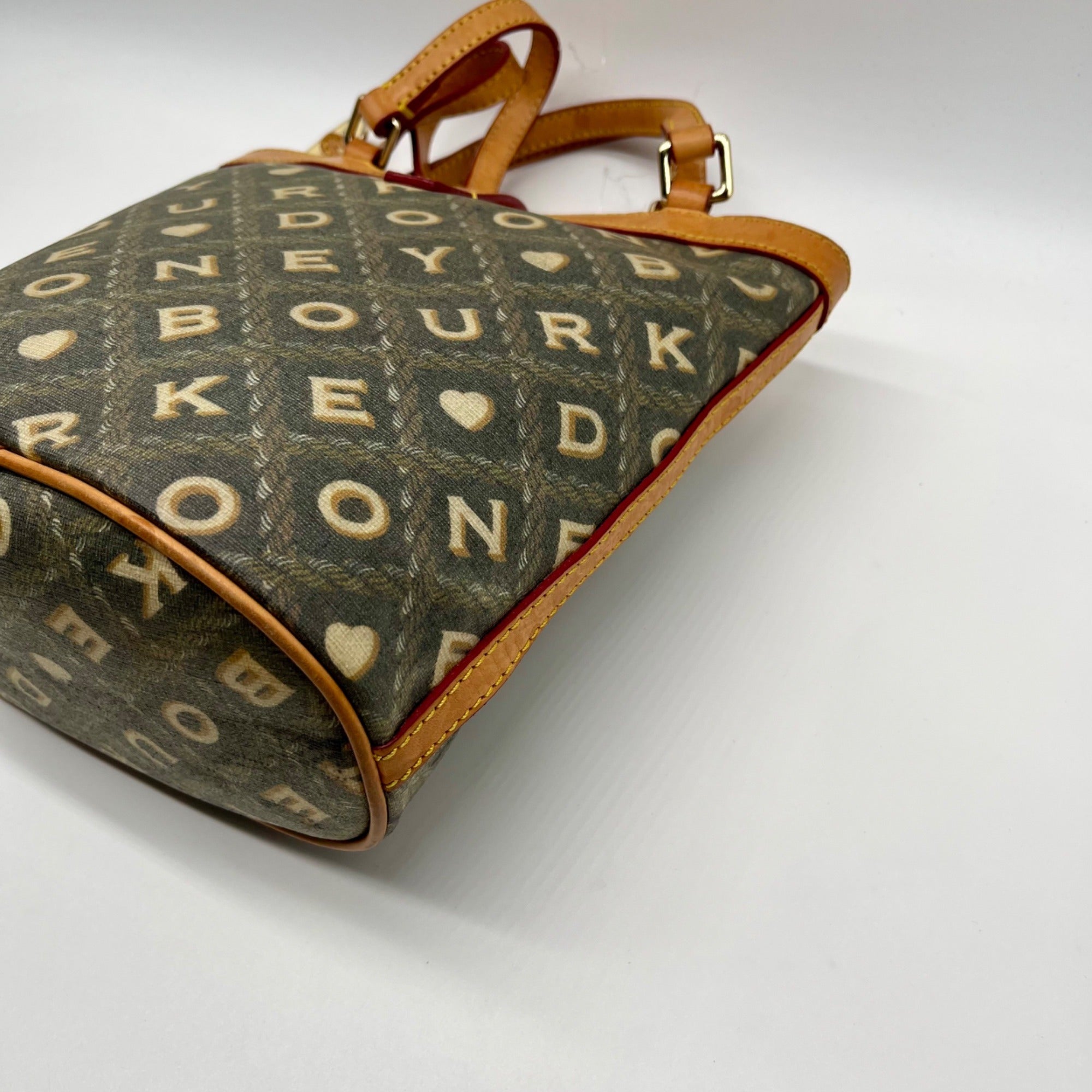 Dooney &amp; Bourke Gray Coated Canvas Monogram Print Crossword Tote Bag