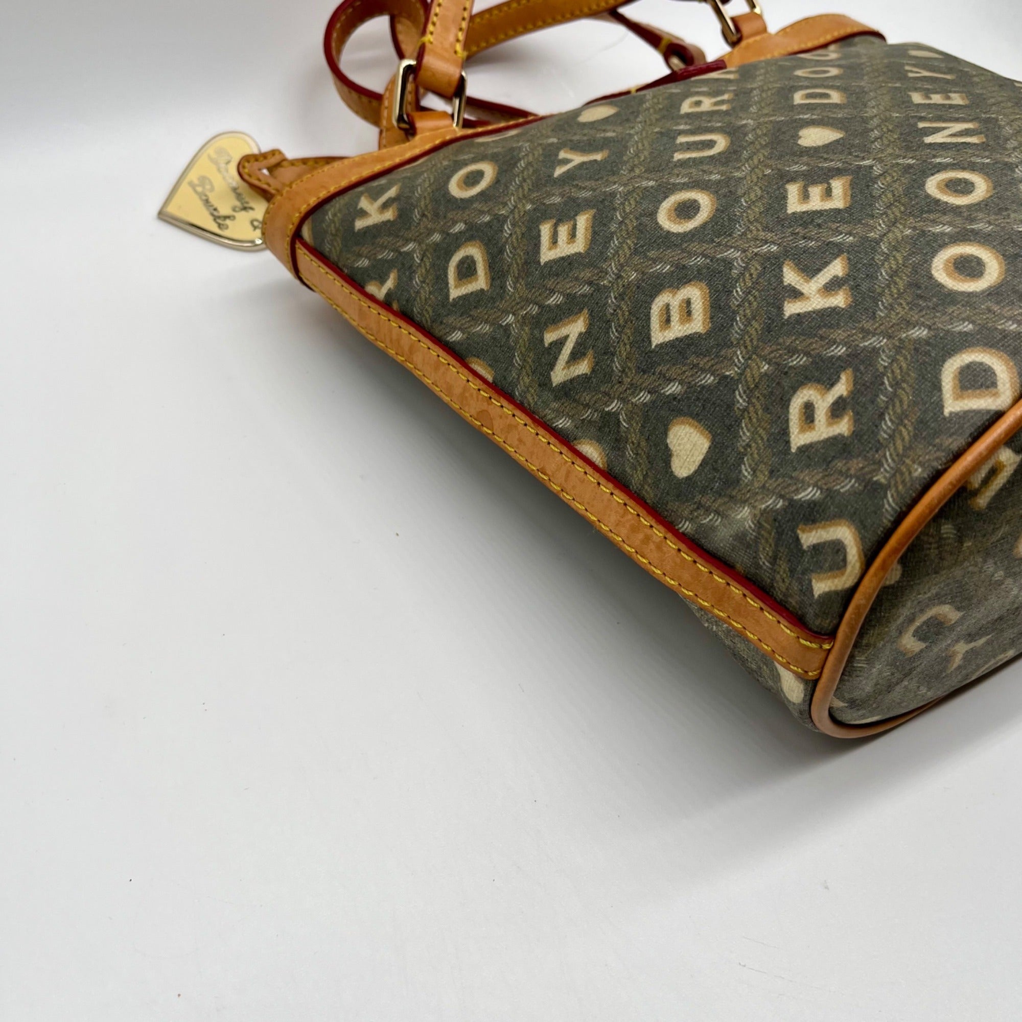 Dooney &amp; Bourke Gray Coated Canvas Monogram Print Crossword Tote Bag