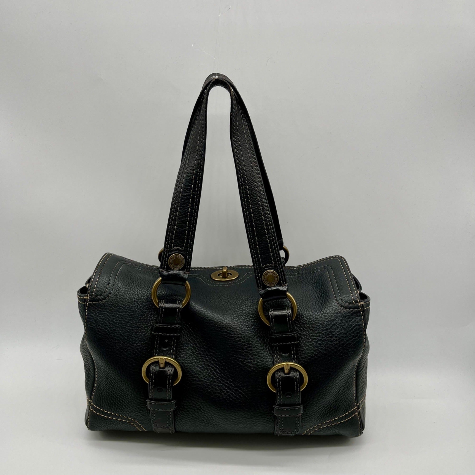 Coach Chealsea Black Pebbled Leather Satchel Bag 10953
