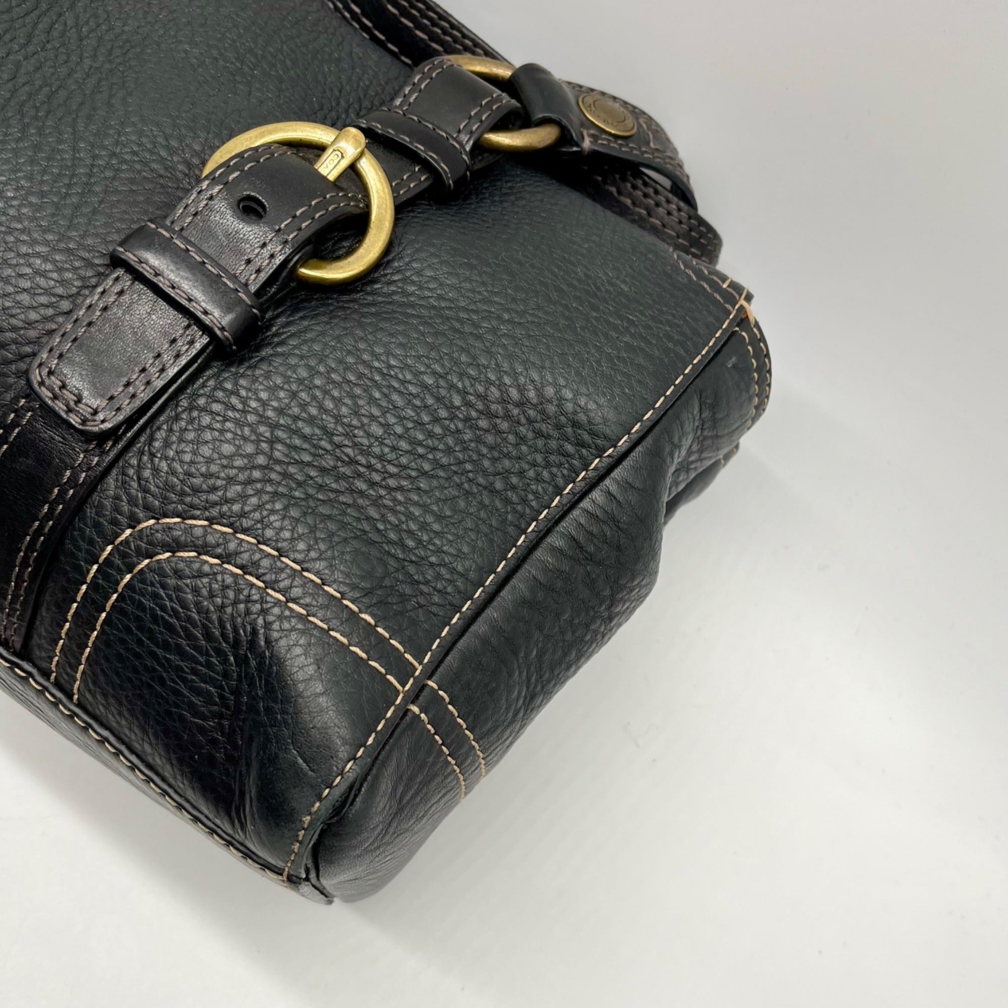 Coach Chealsea Black Pebbled Leather Satchel Bag 10953