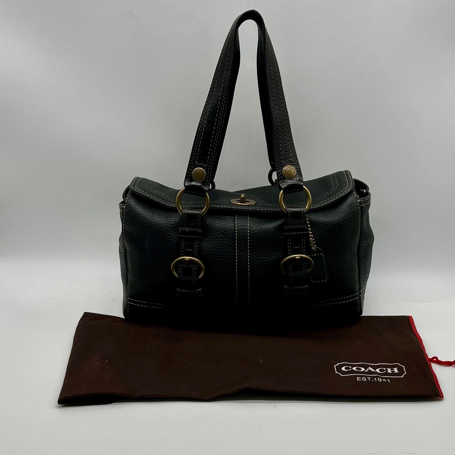 Coach Chealsea Black Pebbled Leather Satchel Bag 10953