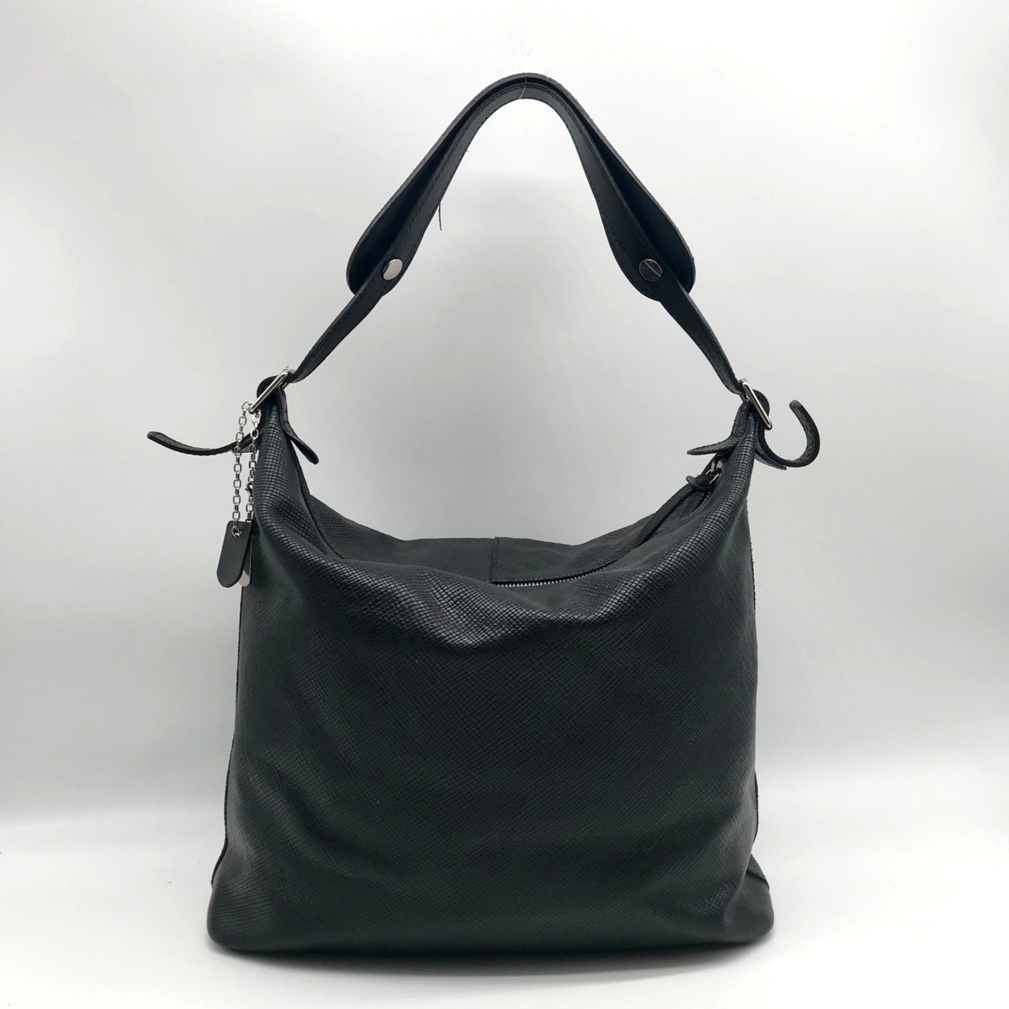 Longchamp Black Leather Hobo Bag
