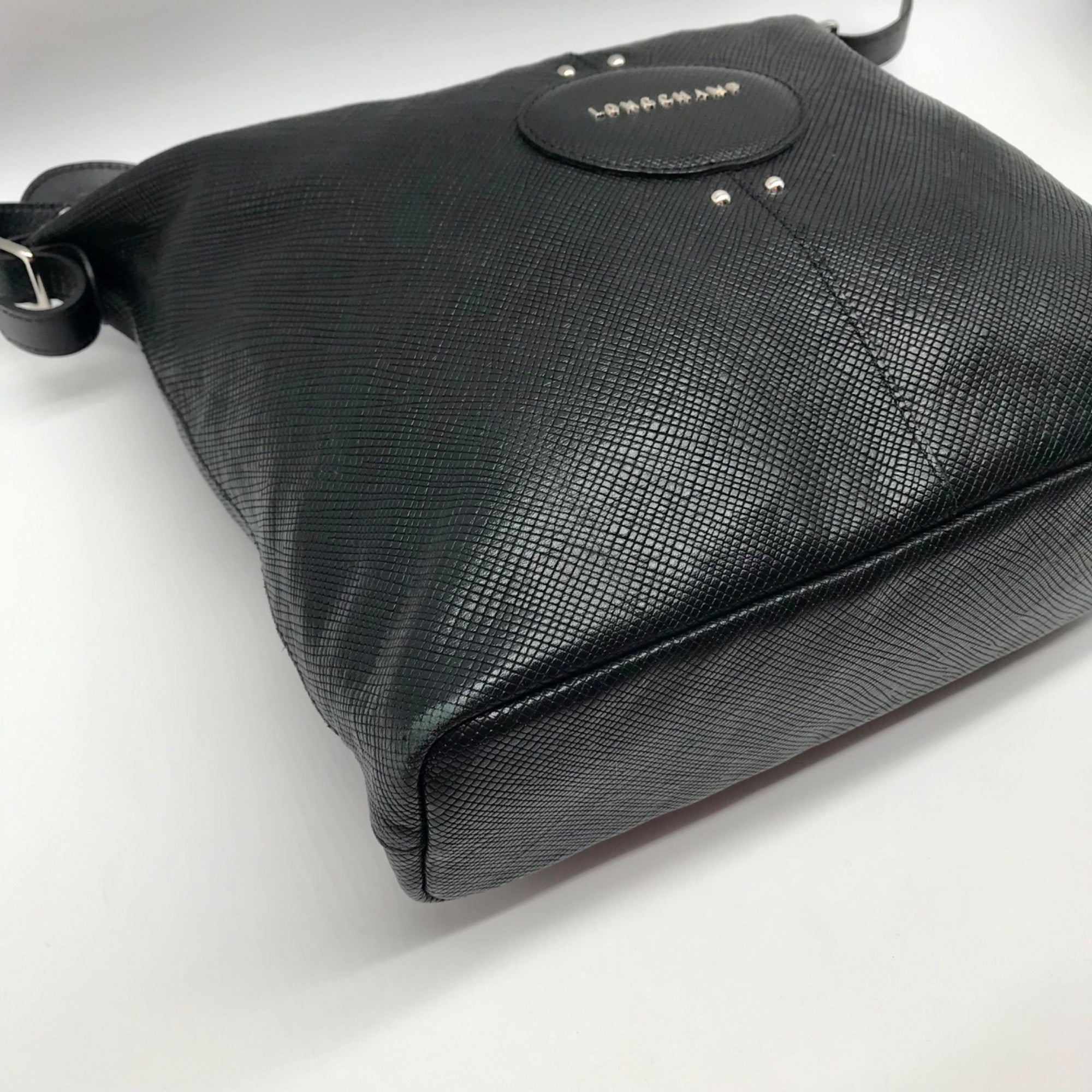 Longchamp Black Leather Hobo Bag
