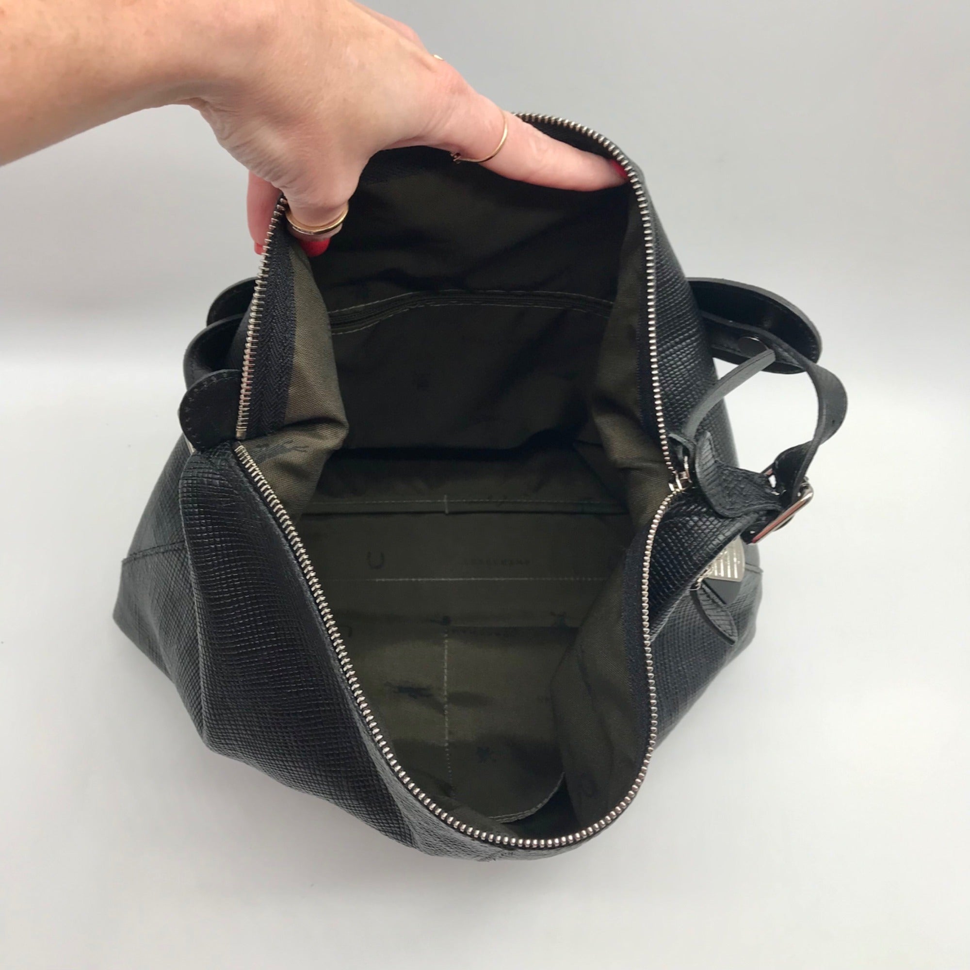 Longchamp Black Leather Hobo Bag