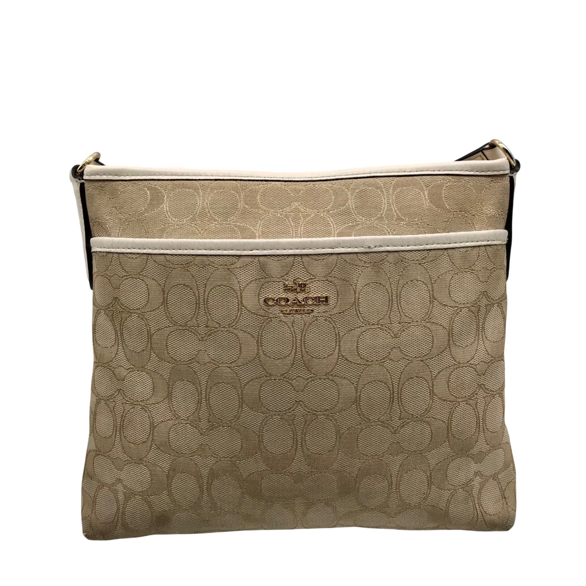Coach Beige &amp; Tan Signature Jacquard File Crossbody F29960
