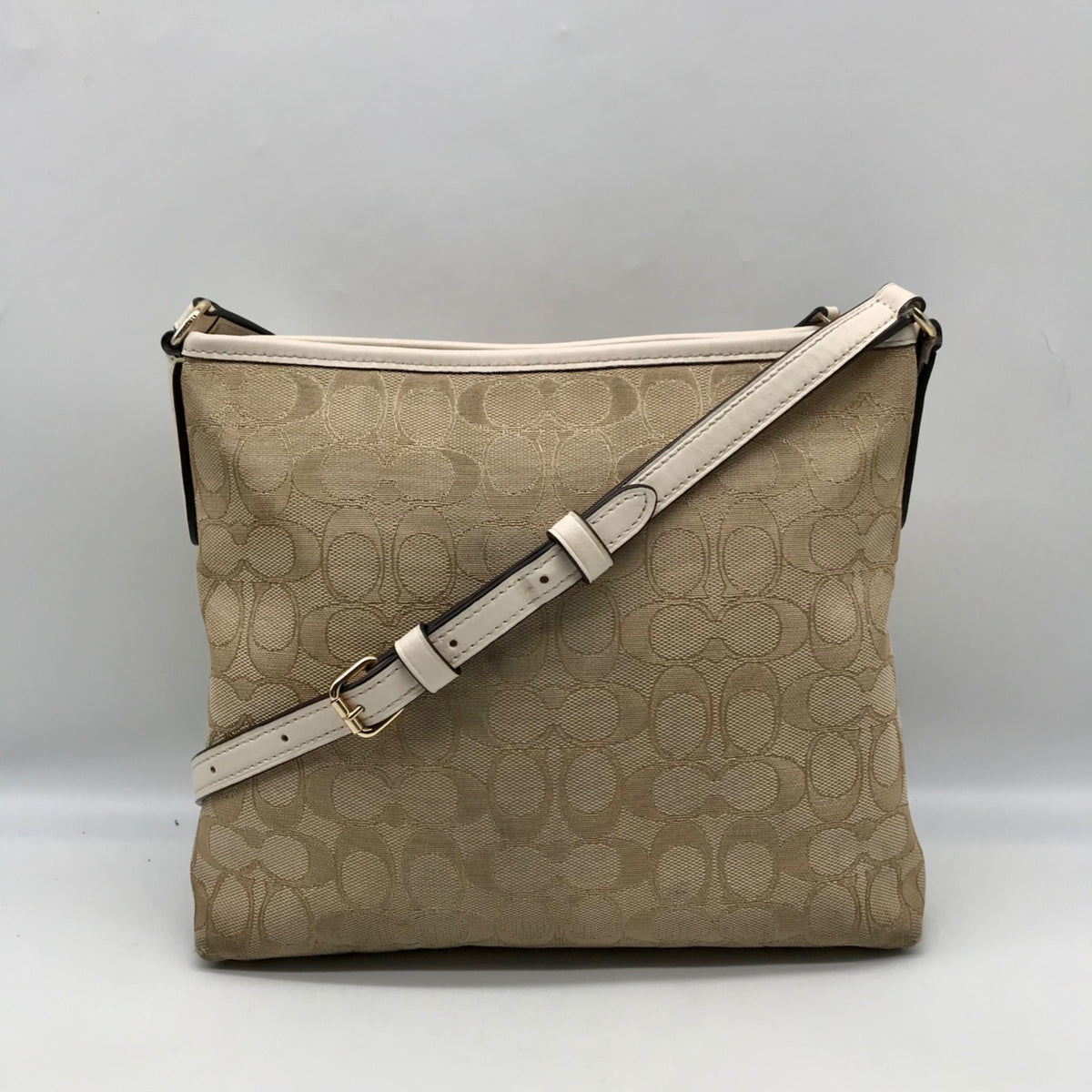 Coach Beige &amp; Tan Signature Jacquard File Crossbody F29960