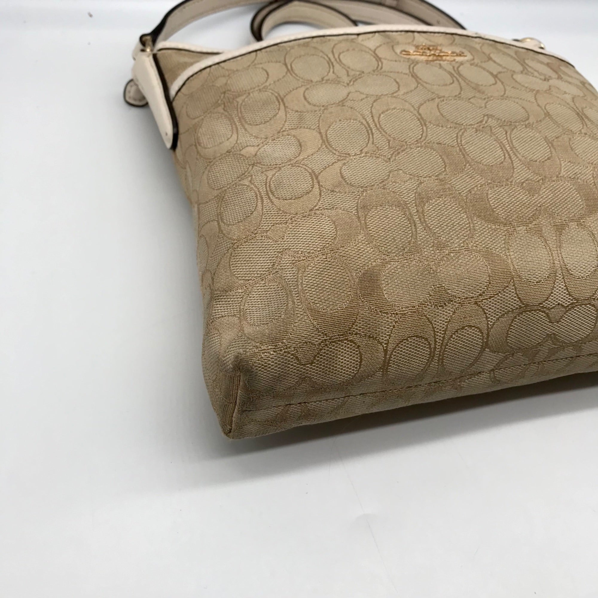 Coach Beige &amp; Tan Signature Jacquard File Crossbody F29960