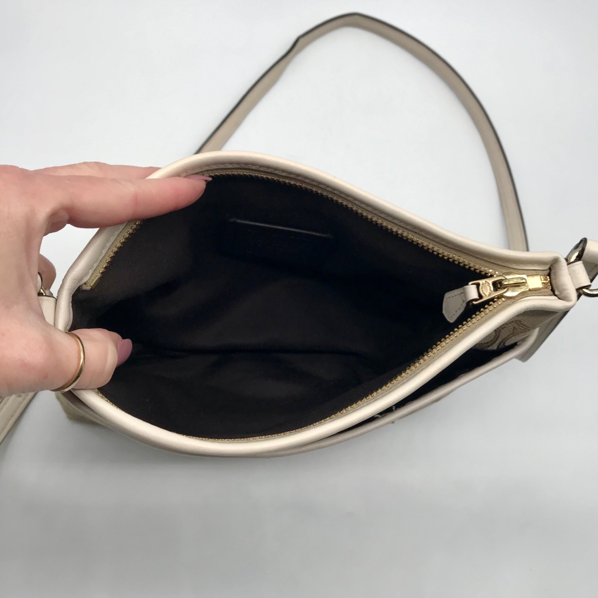 Coach Beige &amp; Tan Signature Jacquard File Crossbody F29960
