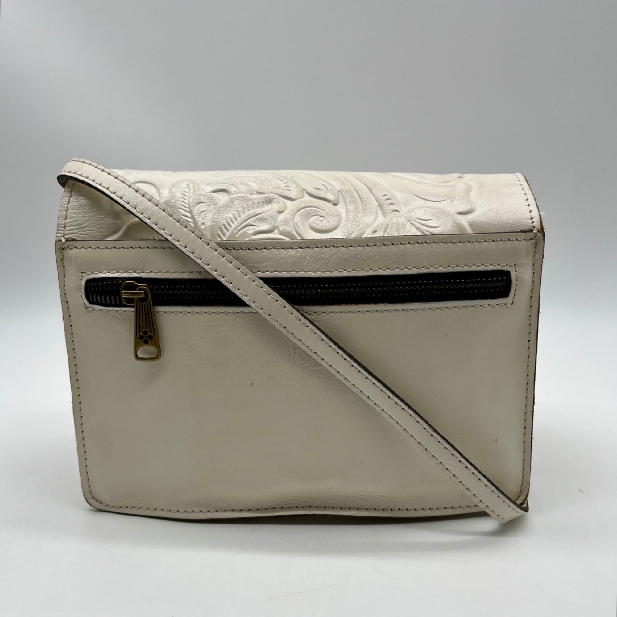 Patricia Nash White Leather Lanza Crossbody Bag
