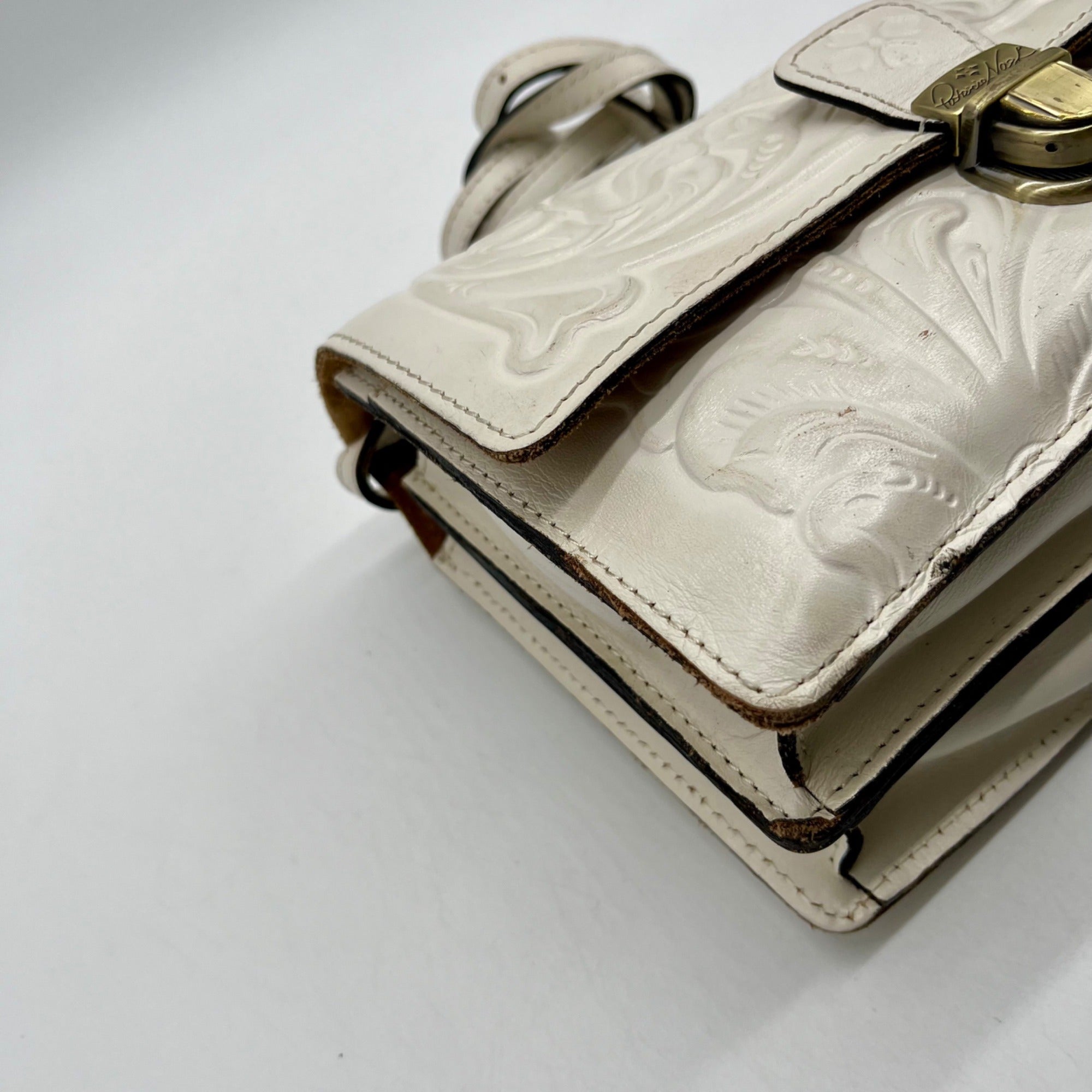 Patricia Nash White Leather Lanza Crossbody Bag