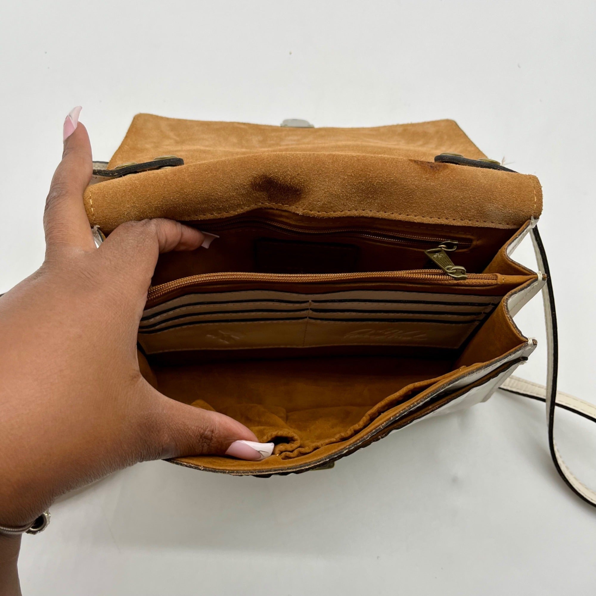 Patricia Nash White Leather Lanza Crossbody Bag