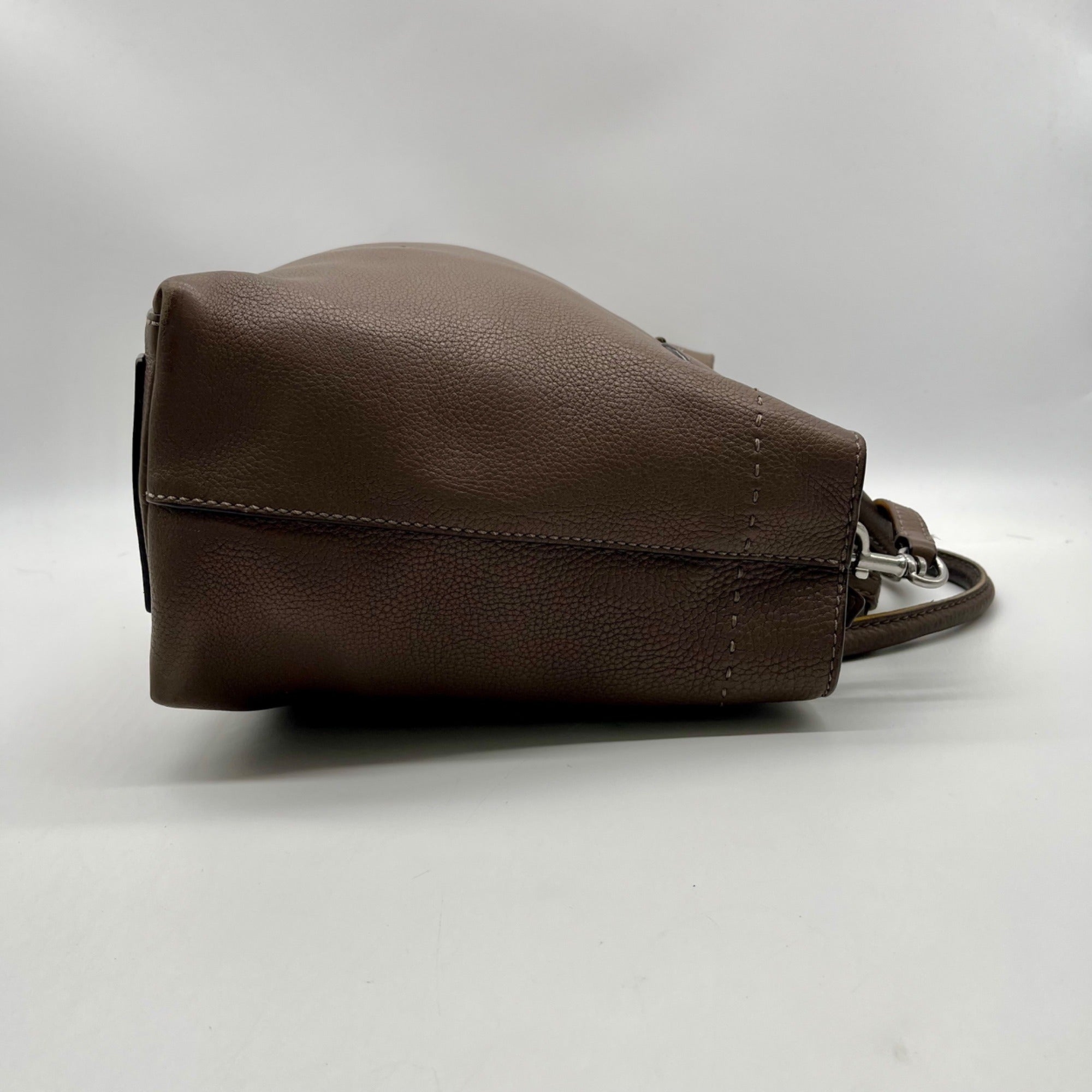 Tory Burch Brown Pebbled Leather Satchel Bag
