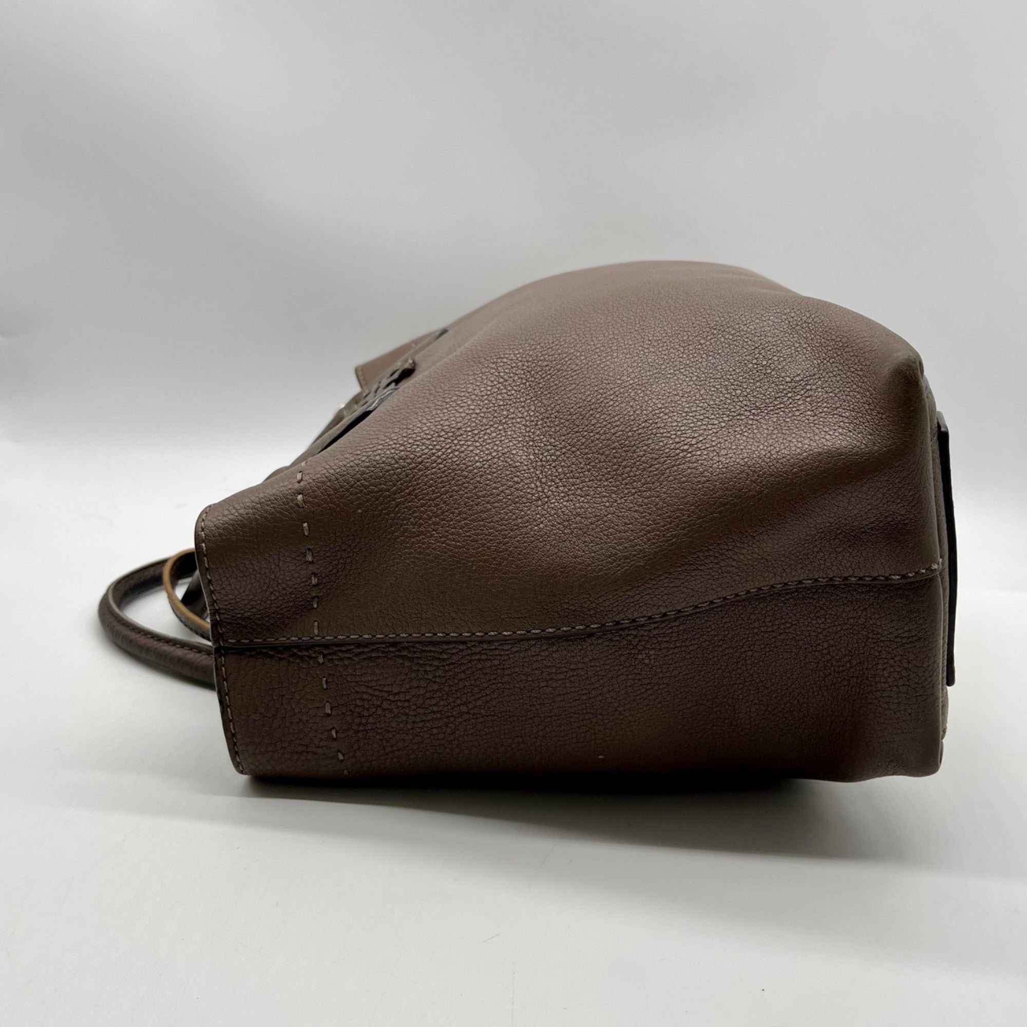 Tory Burch Brown Pebbled Leather Satchel Bag