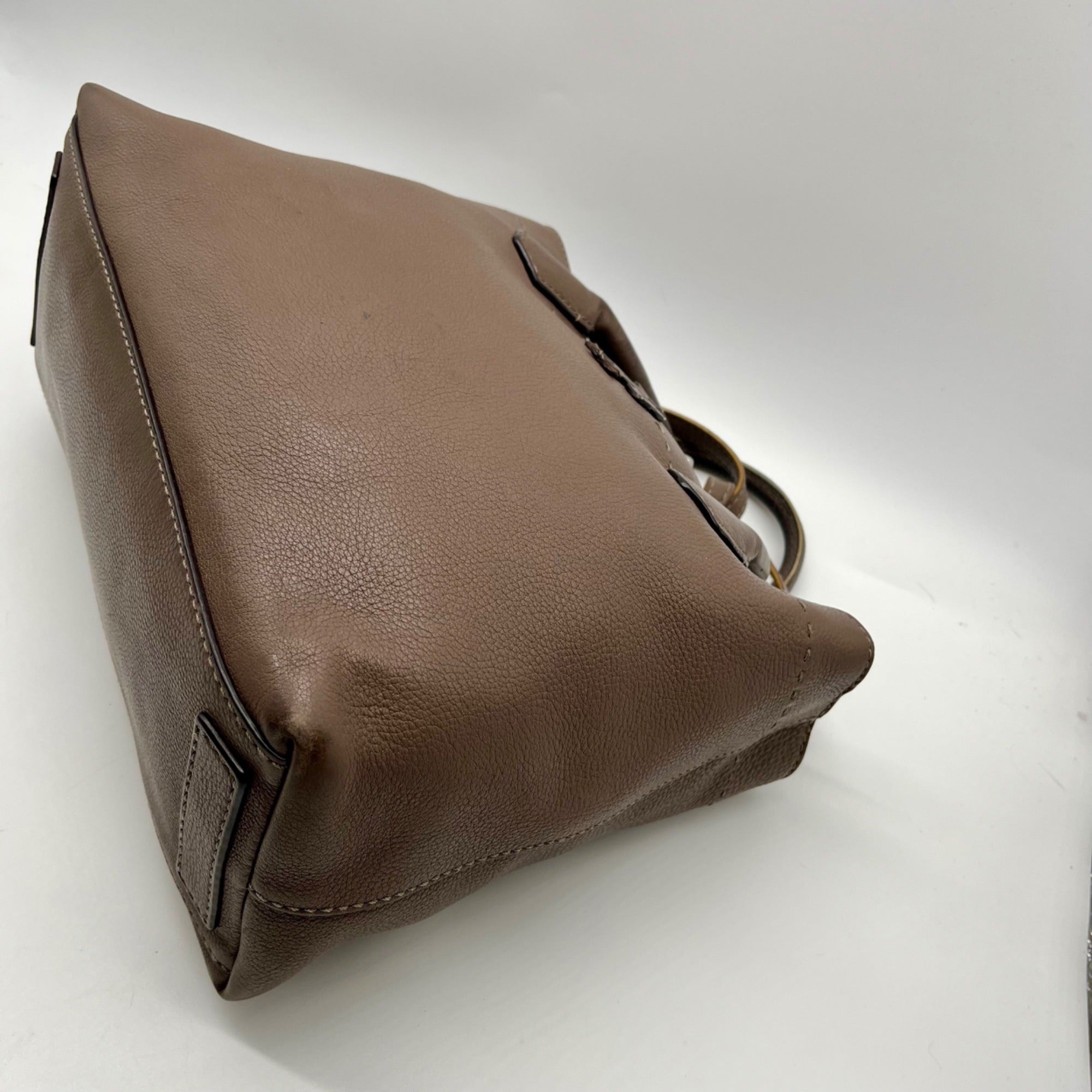 Tory Burch Brown Pebbled Leather Satchel Bag