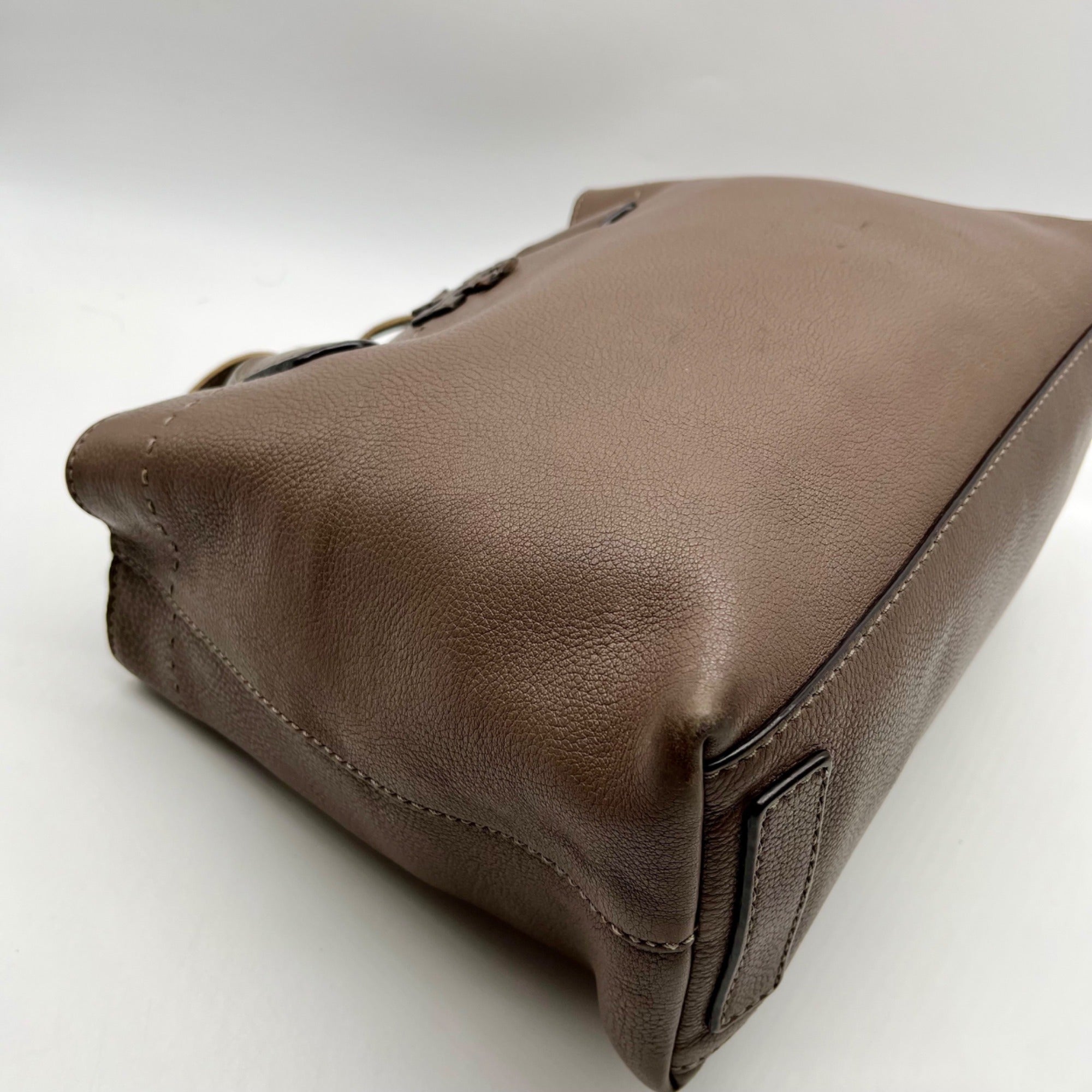 Tory Burch Brown Pebbled Leather Satchel Bag