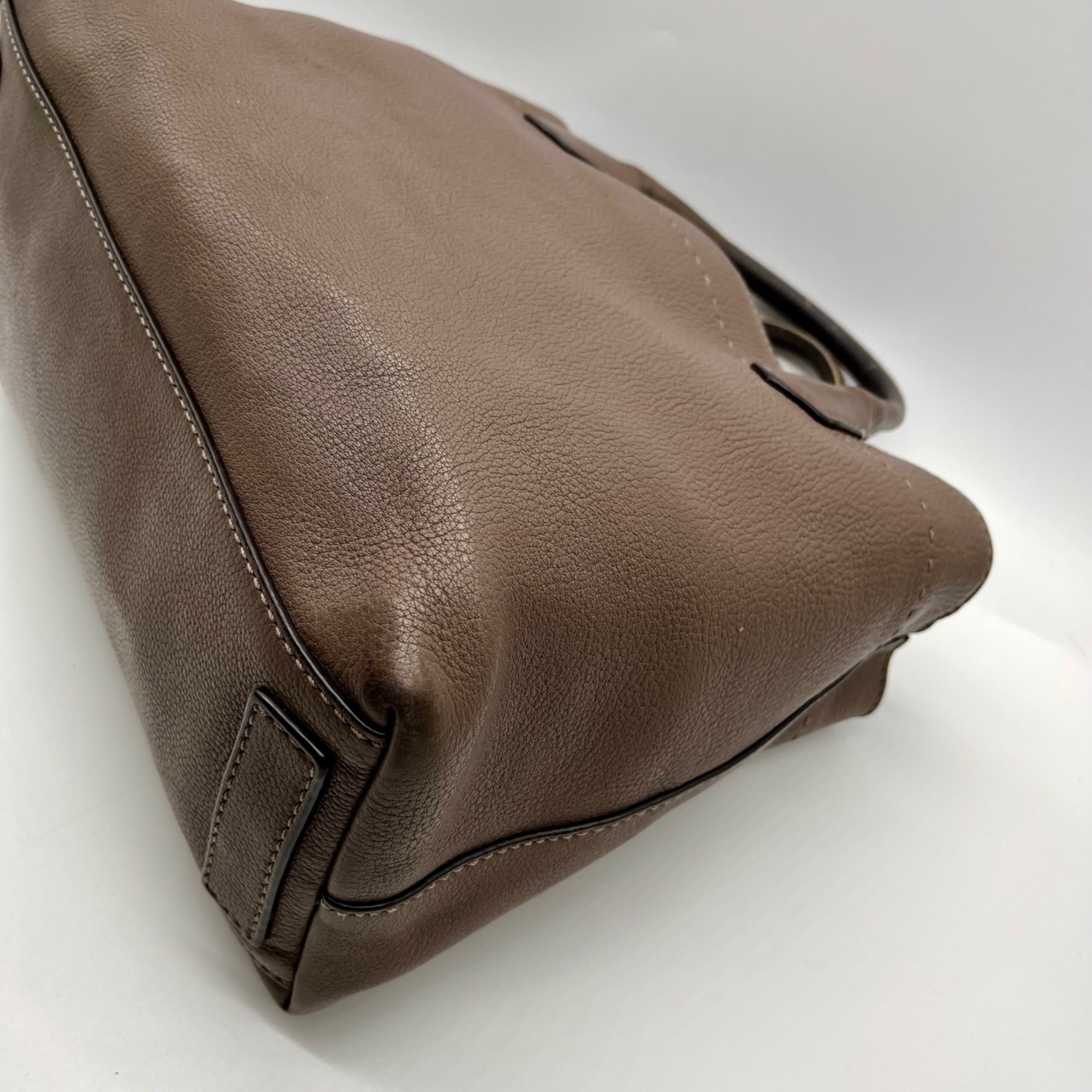 Tory Burch Brown Pebbled Leather Satchel Bag