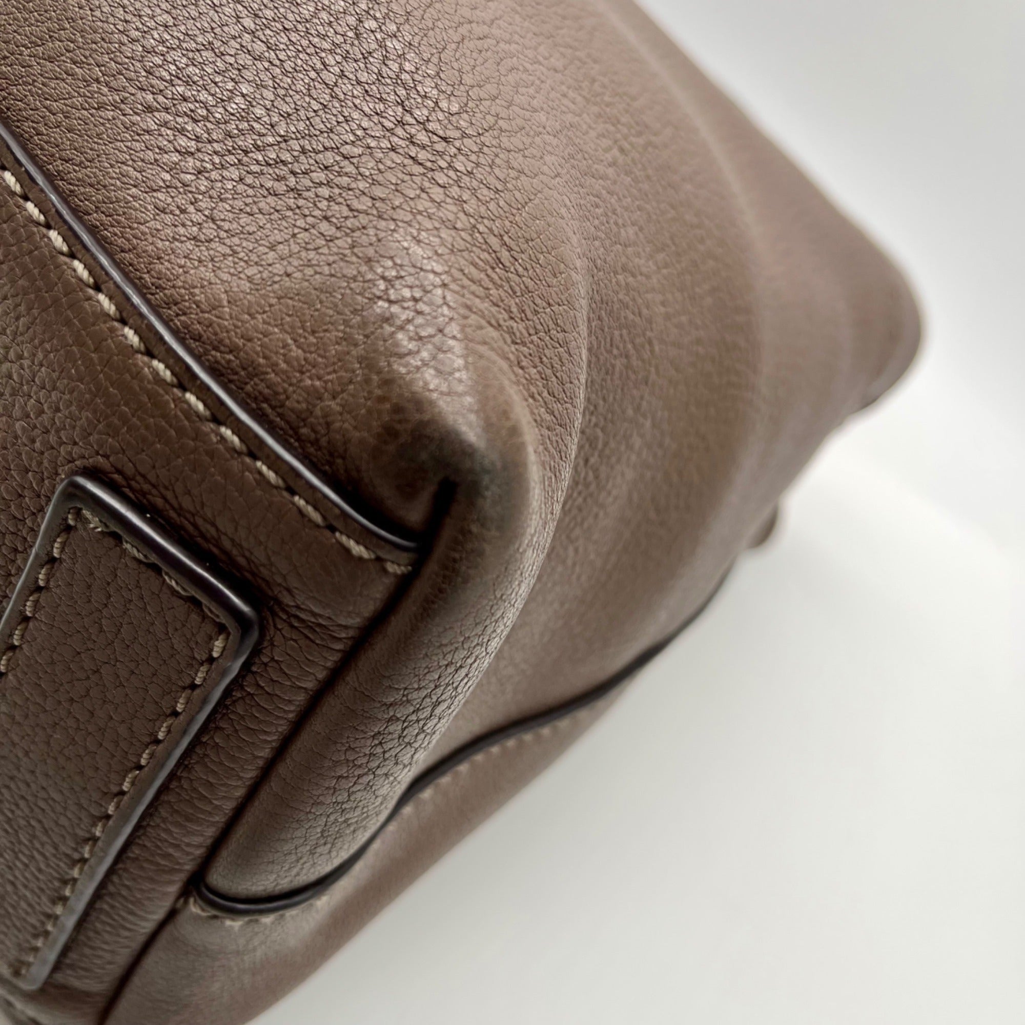 Tory Burch Brown Pebbled Leather Satchel Bag