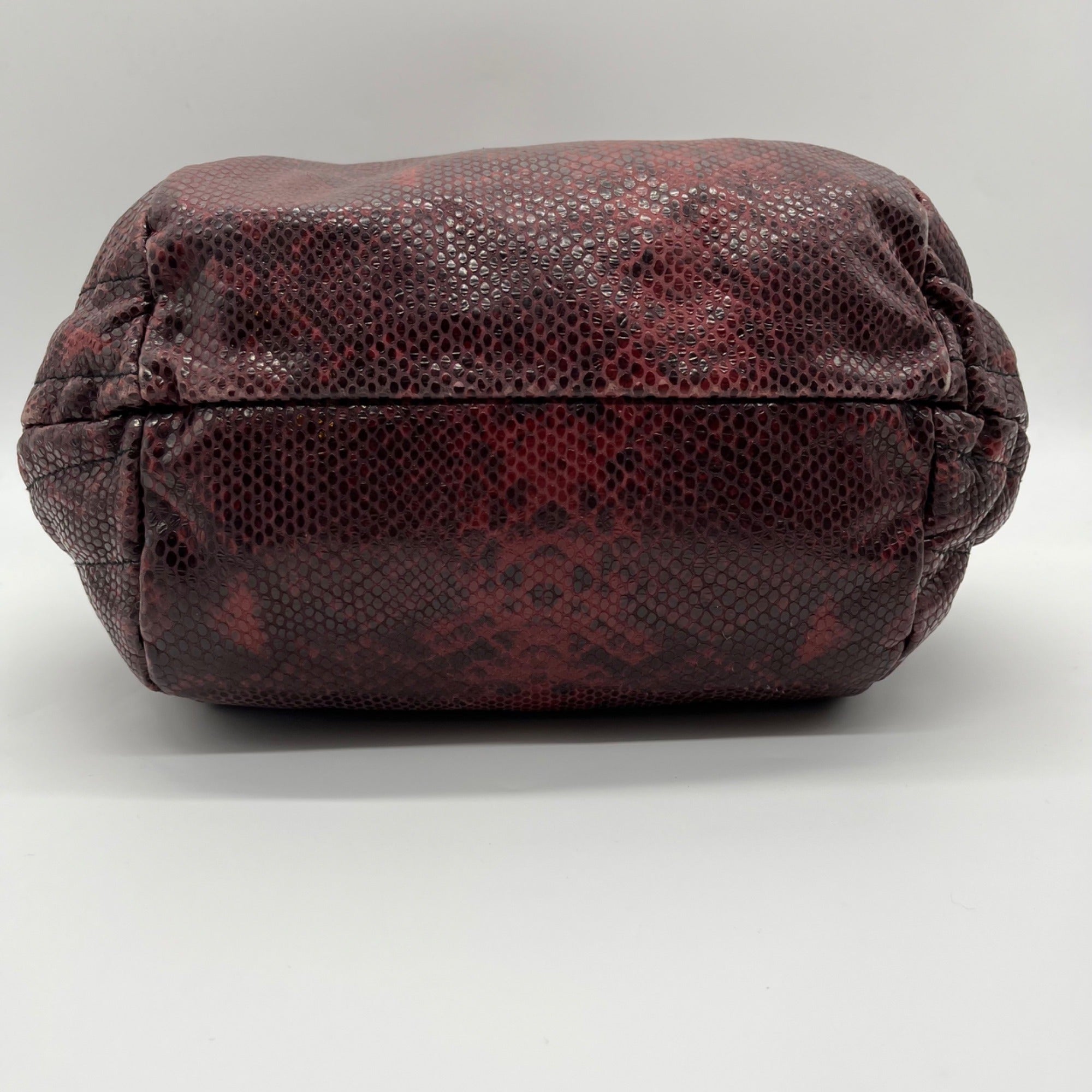 Furla Red Snakeskin-Embossed Leather Hobo Shoulder Bag
