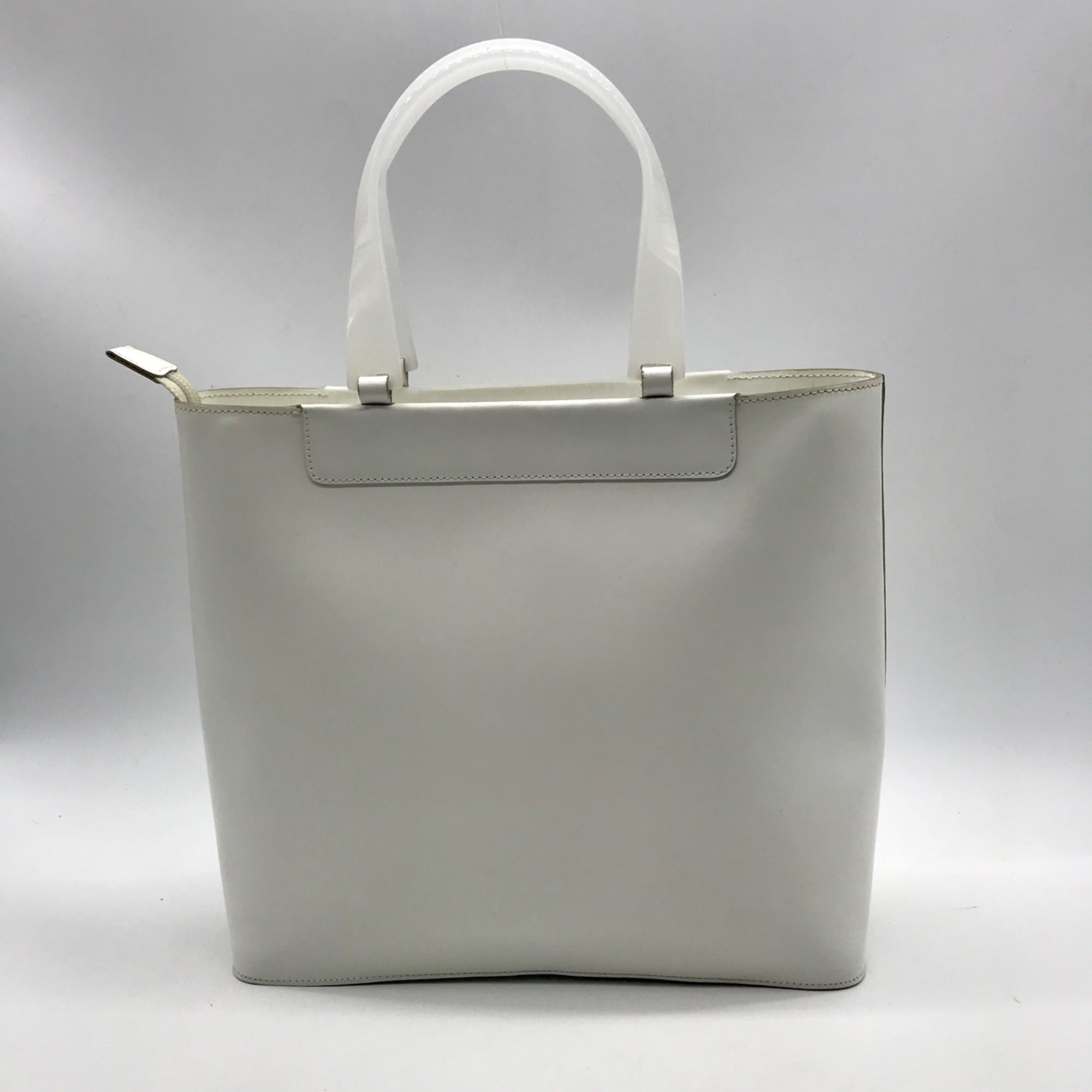 Lamarthe Cream Leather Minimalist Tote Bag