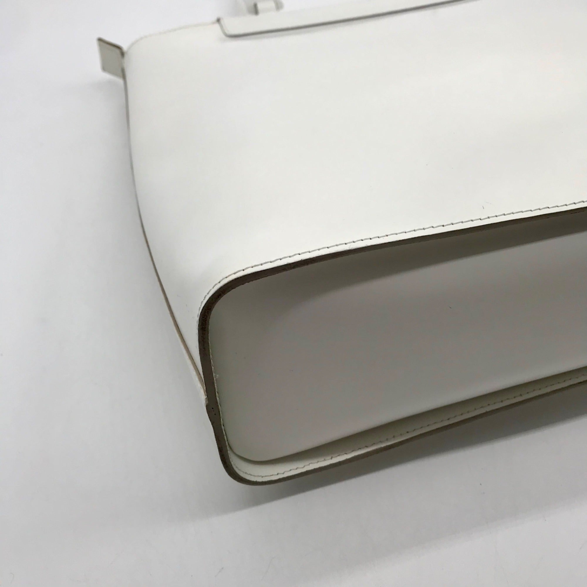 Lamarthe Cream Leather Minimalist Tote Bag