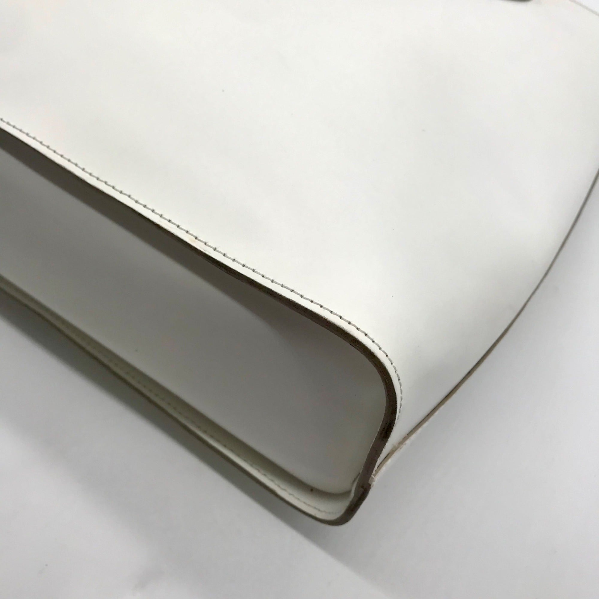 Lamarthe Cream Leather Minimalist Tote Bag