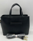 London Fog Black Faux Leather Studded Satchel Bag