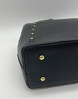 London Fog Black Faux Leather Studded Satchel Bag
