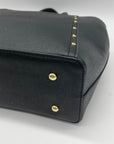 London Fog Black Faux Leather Studded Satchel Bag