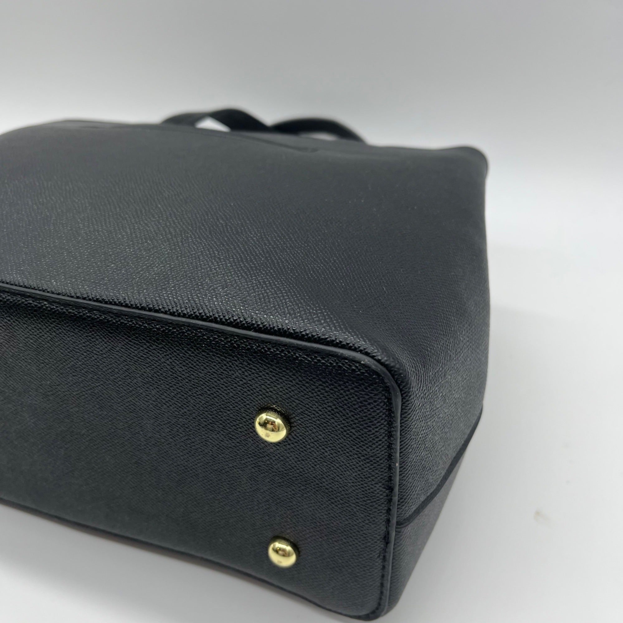 London Fog Black Faux Leather Studded Satchel Bag