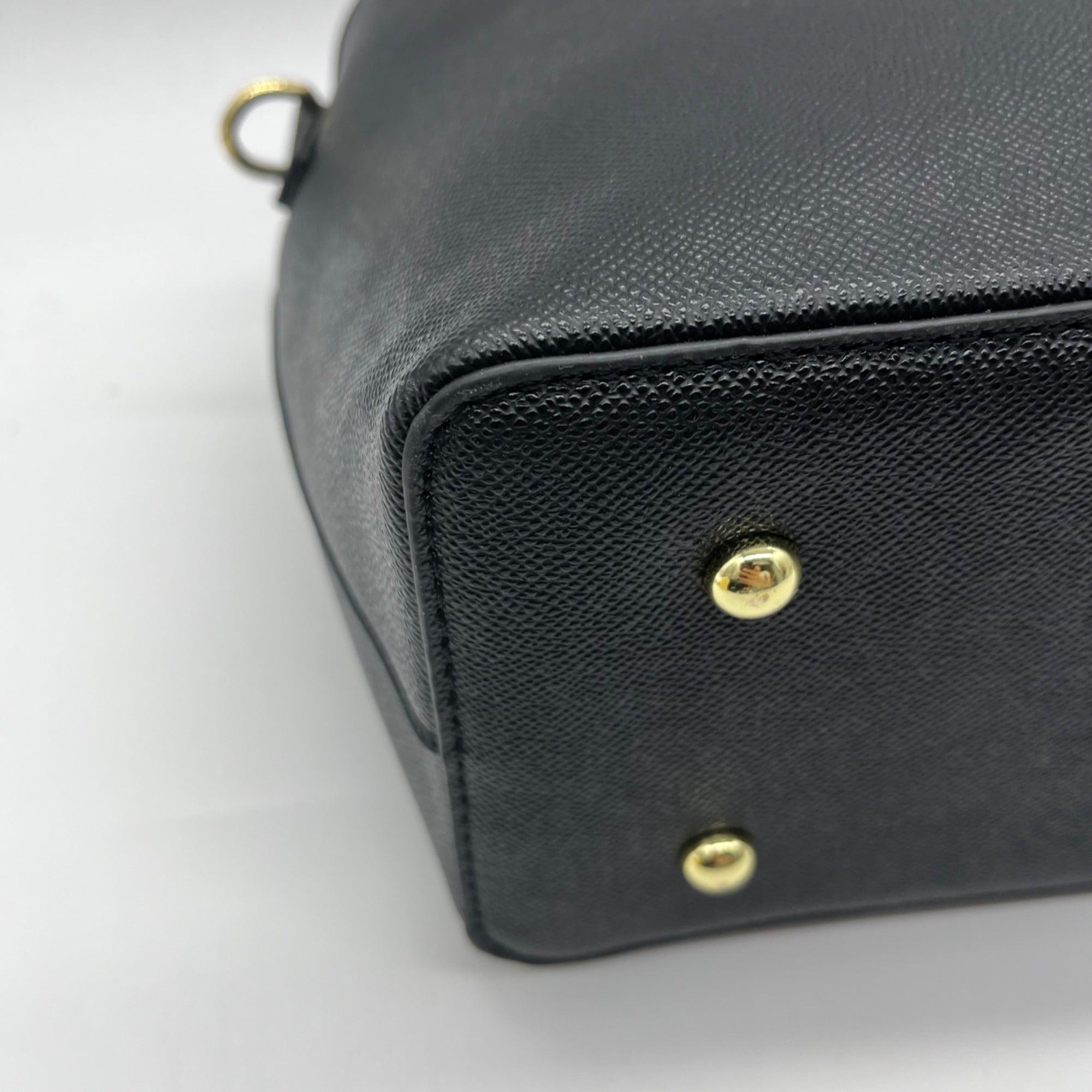 London Fog Black Faux Leather Studded Satchel Bag