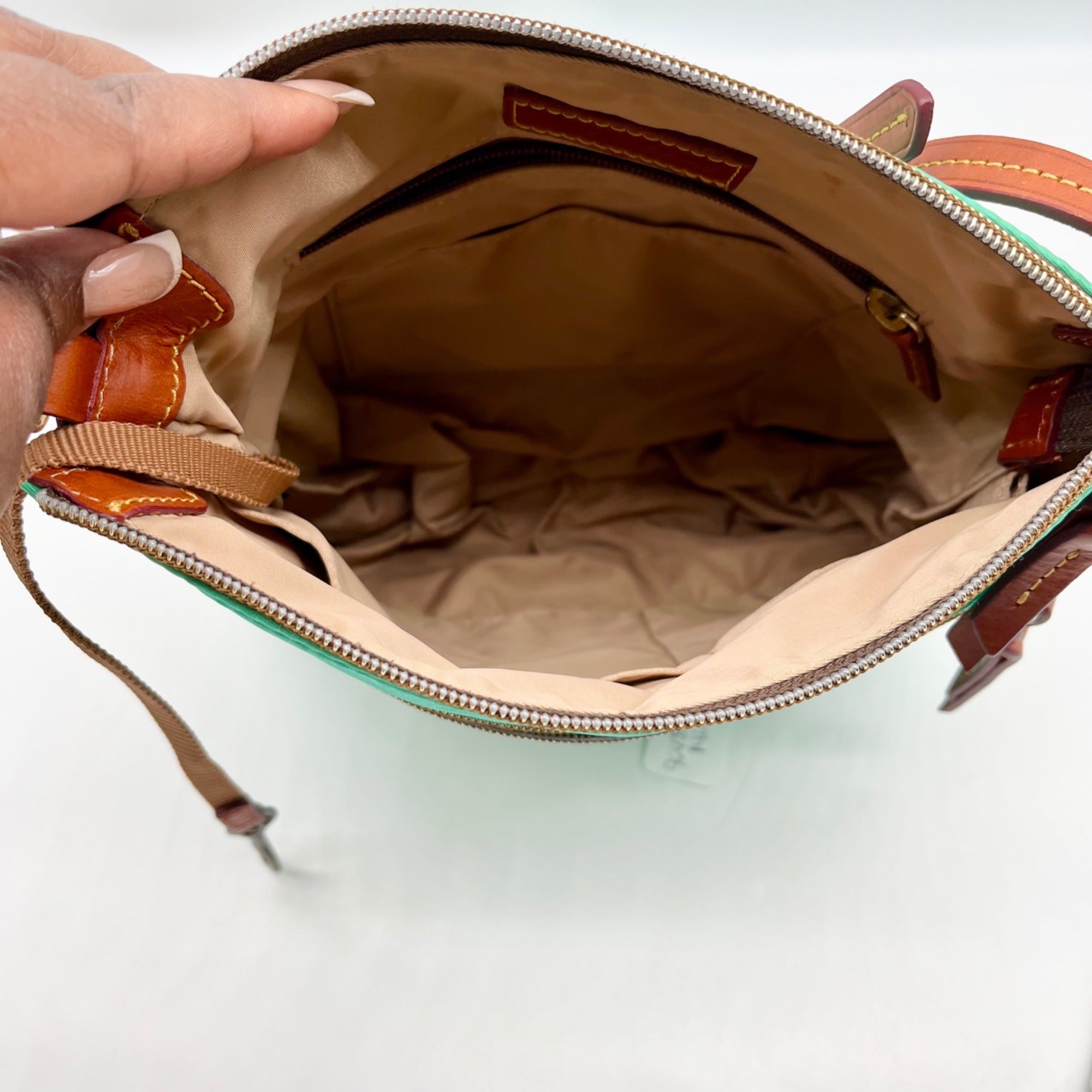 Dooney &amp; Bourke Teal Nylon Double Zip Crossbody Bag