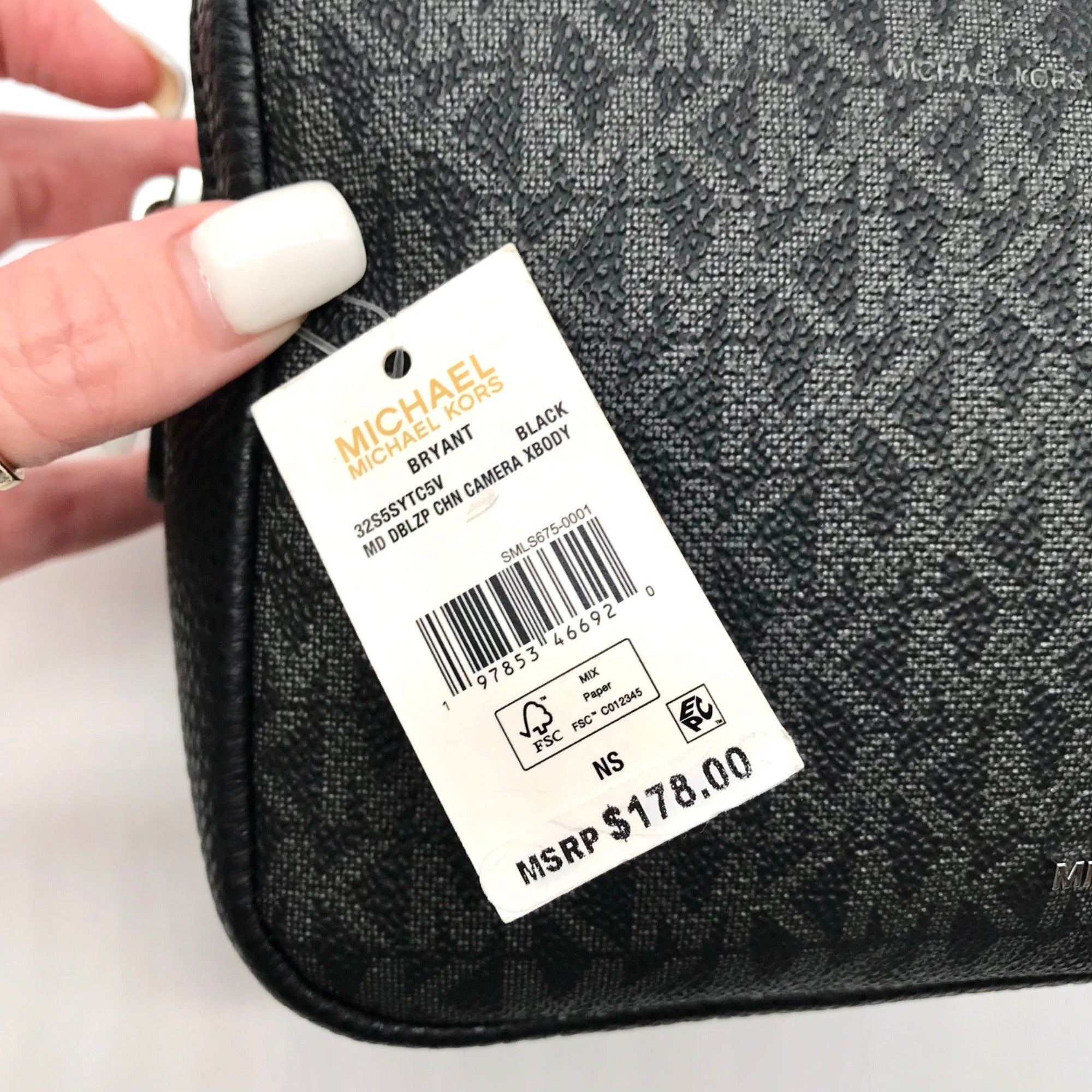 Michael Kors Black Coated Canvas Double Zip Bryant Chain Camera Crossbody