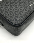 Michael Kors Black Coated Canvas Double Zip Bryant Chain Camera Crossbody