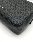 Michael Kors Black Coated Canvas Double Zip Bryant Chain Camera Crossbody