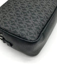 Michael Kors Black Coated Canvas Double Zip Bryant Chain Camera Crossbody
